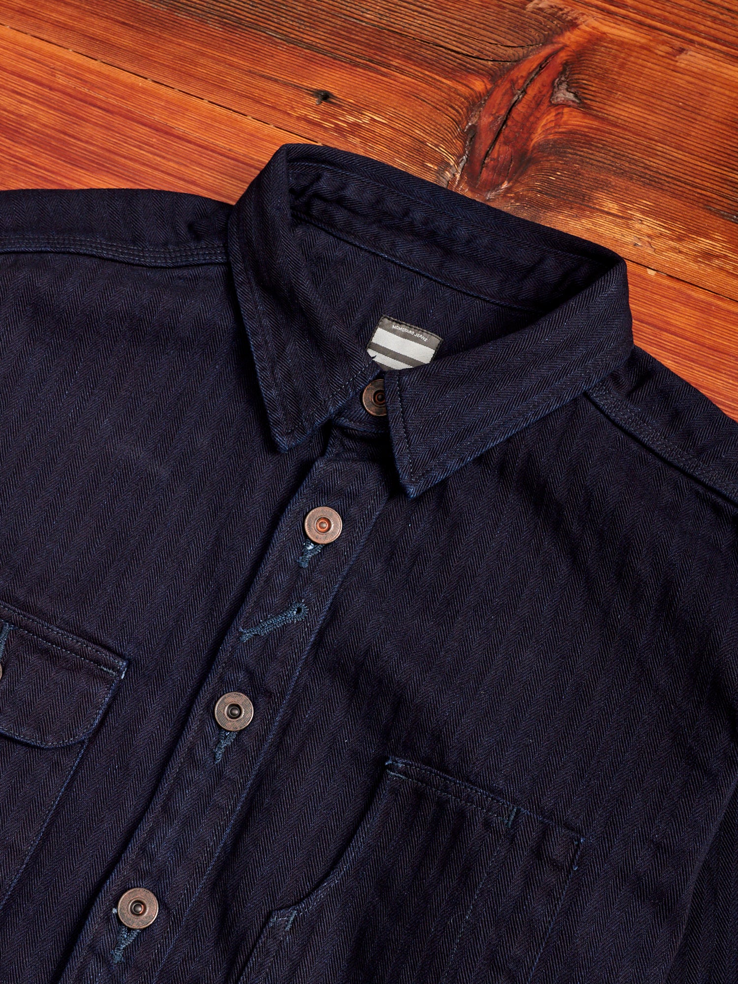 Herringbone Work Shirt in Double Indigo - Image 3
