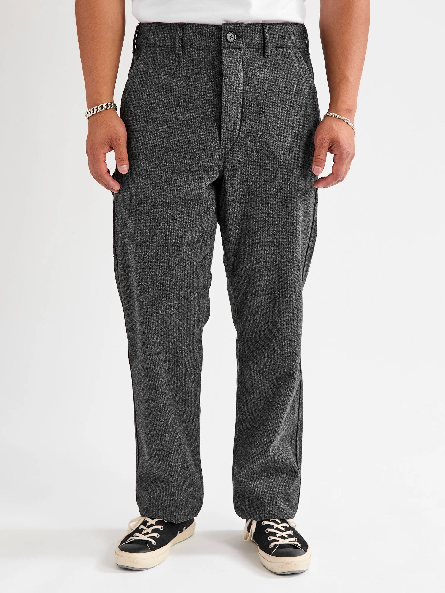 French Work Pants in Charcoal Houndstooth - Image 2