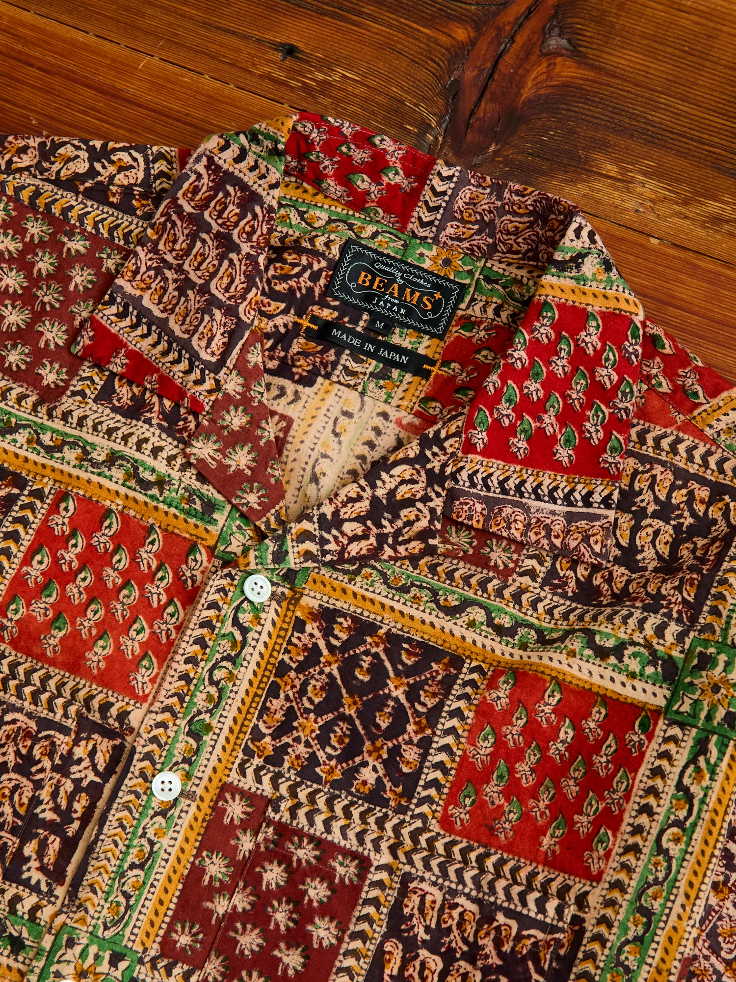 Indian Block Print Open Collar Shirt in Plant - Image 3