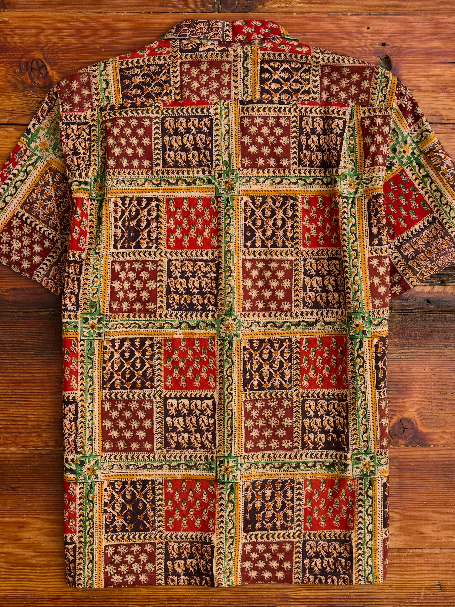 Indian Block Print Open Collar Shirt in Plant - Image 9