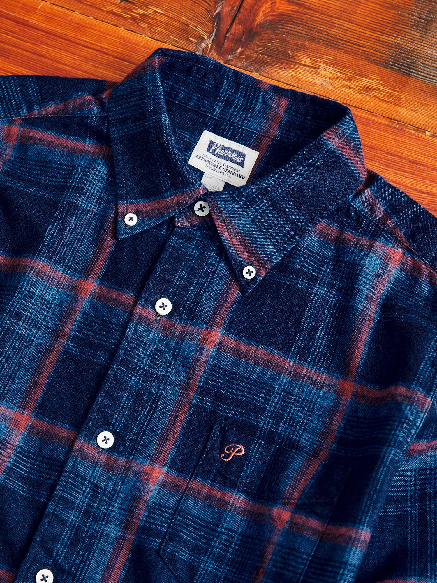 Indigo Check Flannel Shirt in Red - Image 3