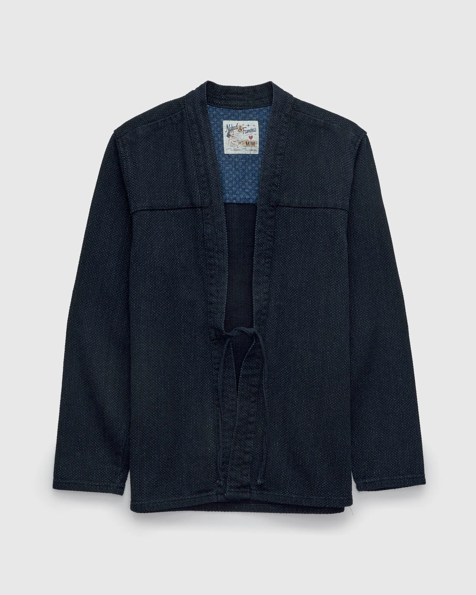 "Sashiko Stitch" Kimono Shirt in Indigo