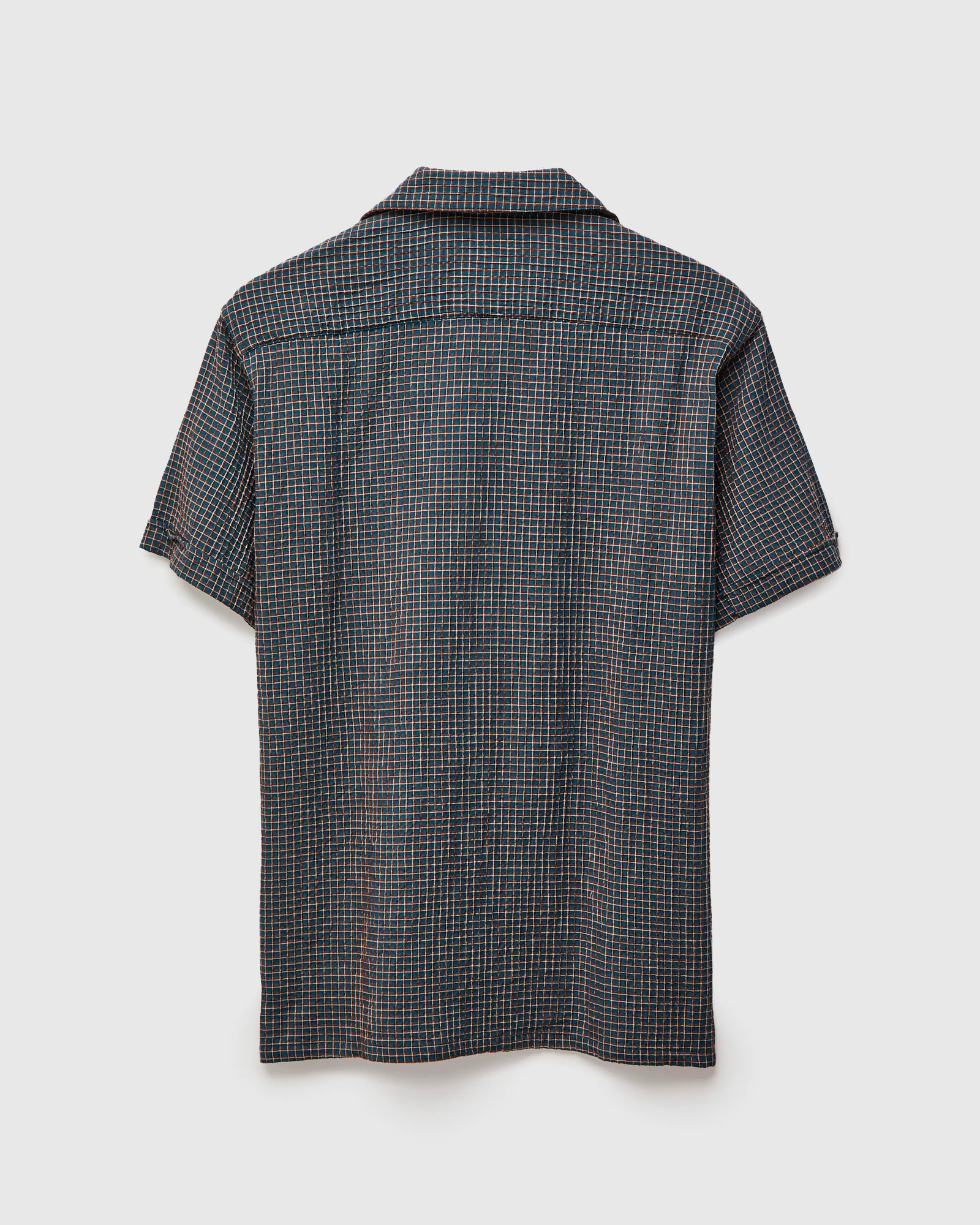 Italian Collar Shirt in Blue Check - Image 2