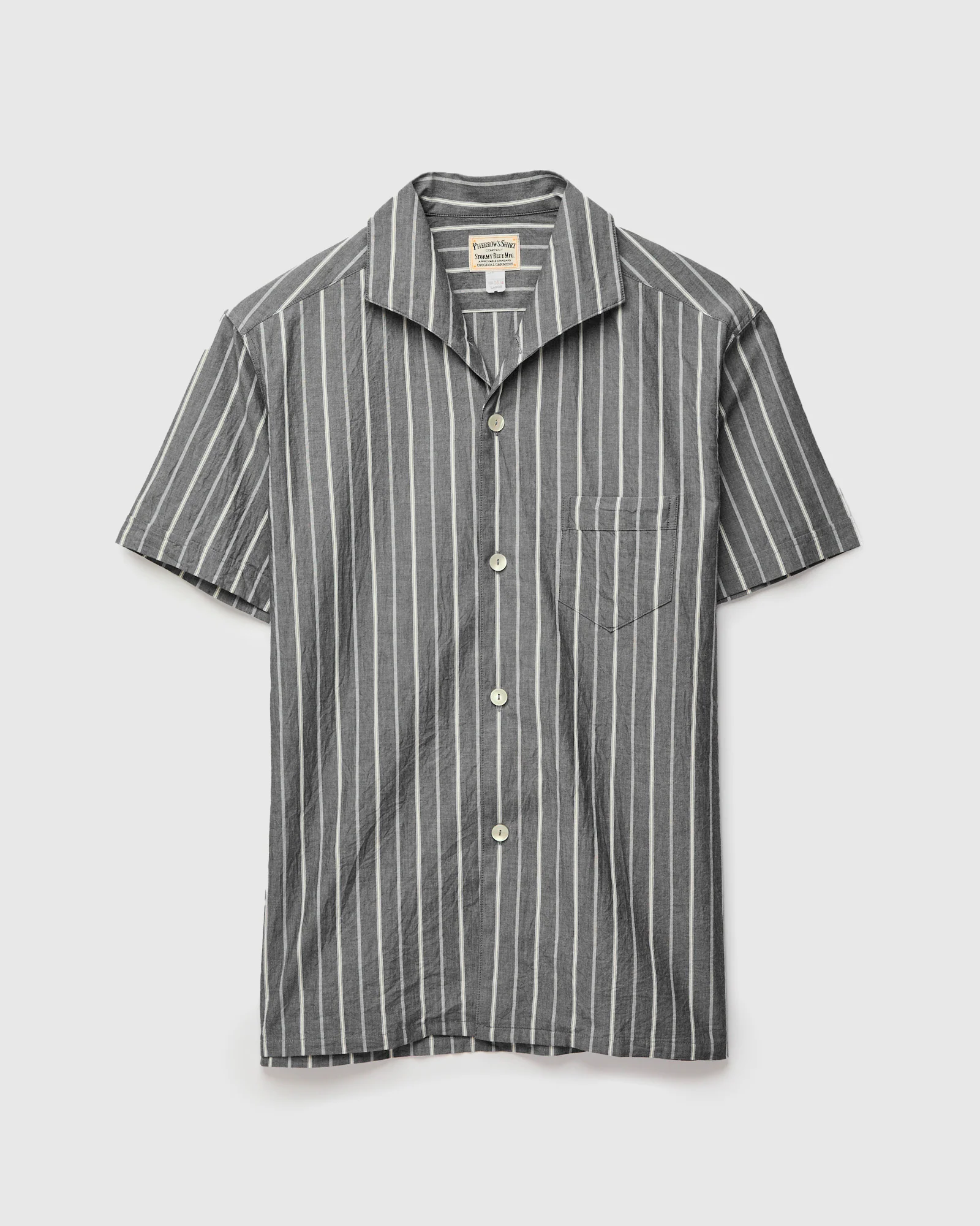 Italian Collar Shirt in Charcoal Stripe