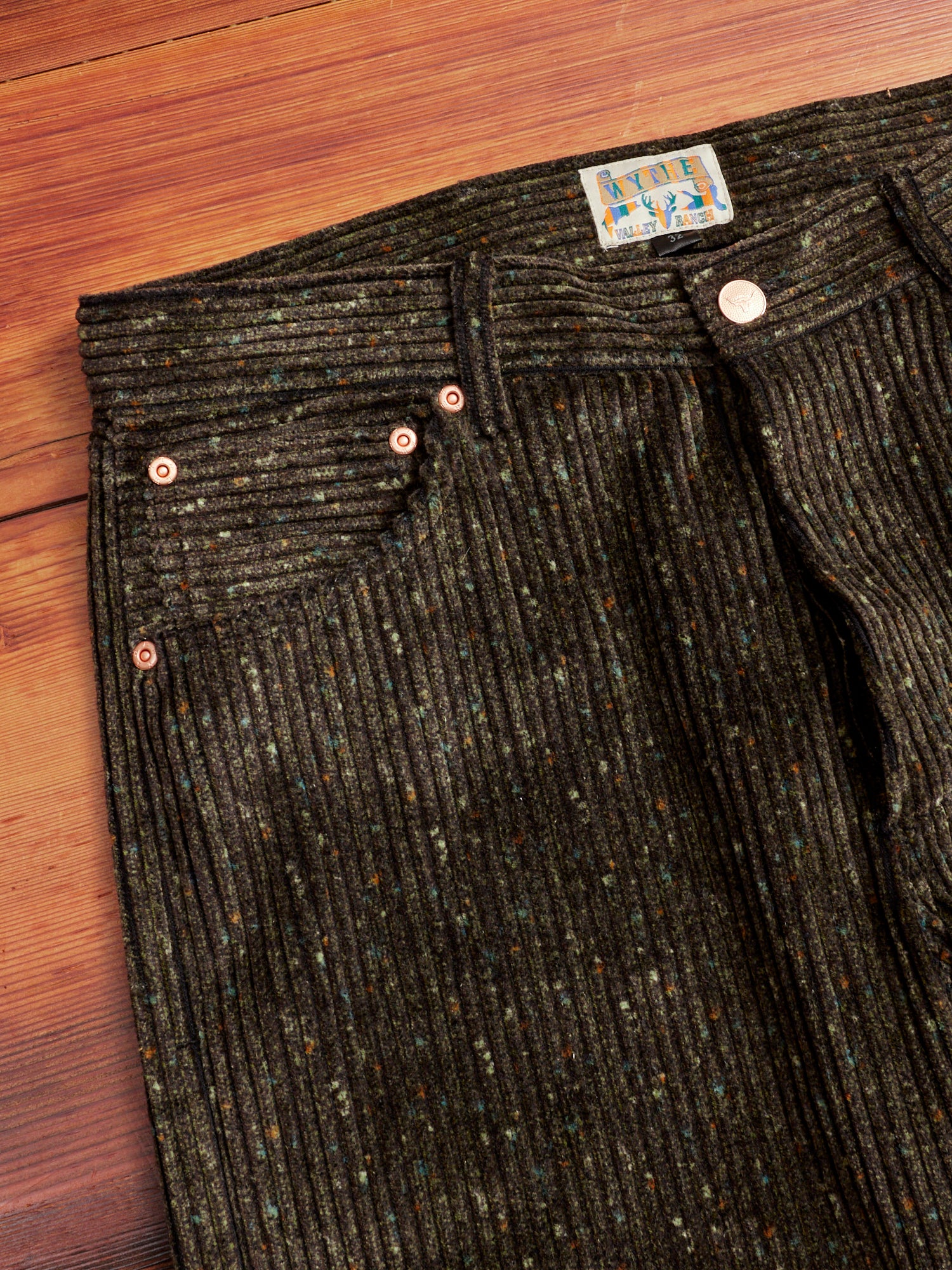 Donegal Corduroy Five Pocket Trousers in Mossy Green - Image 4