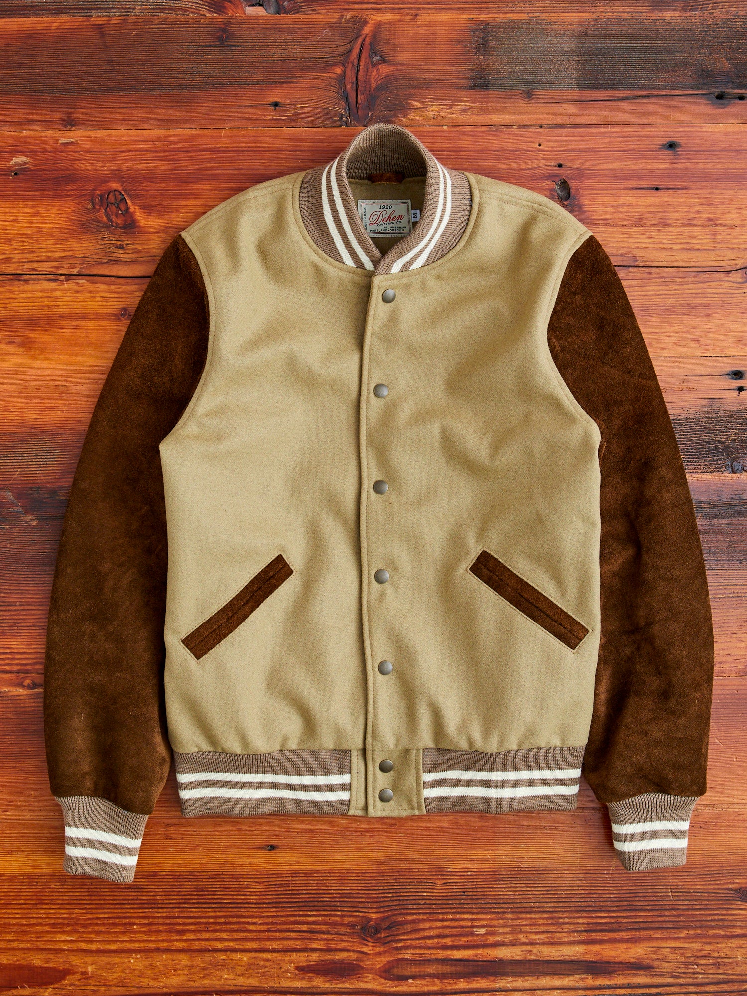 Ivy Varsity Jacket in Camel Roughout - Image 3