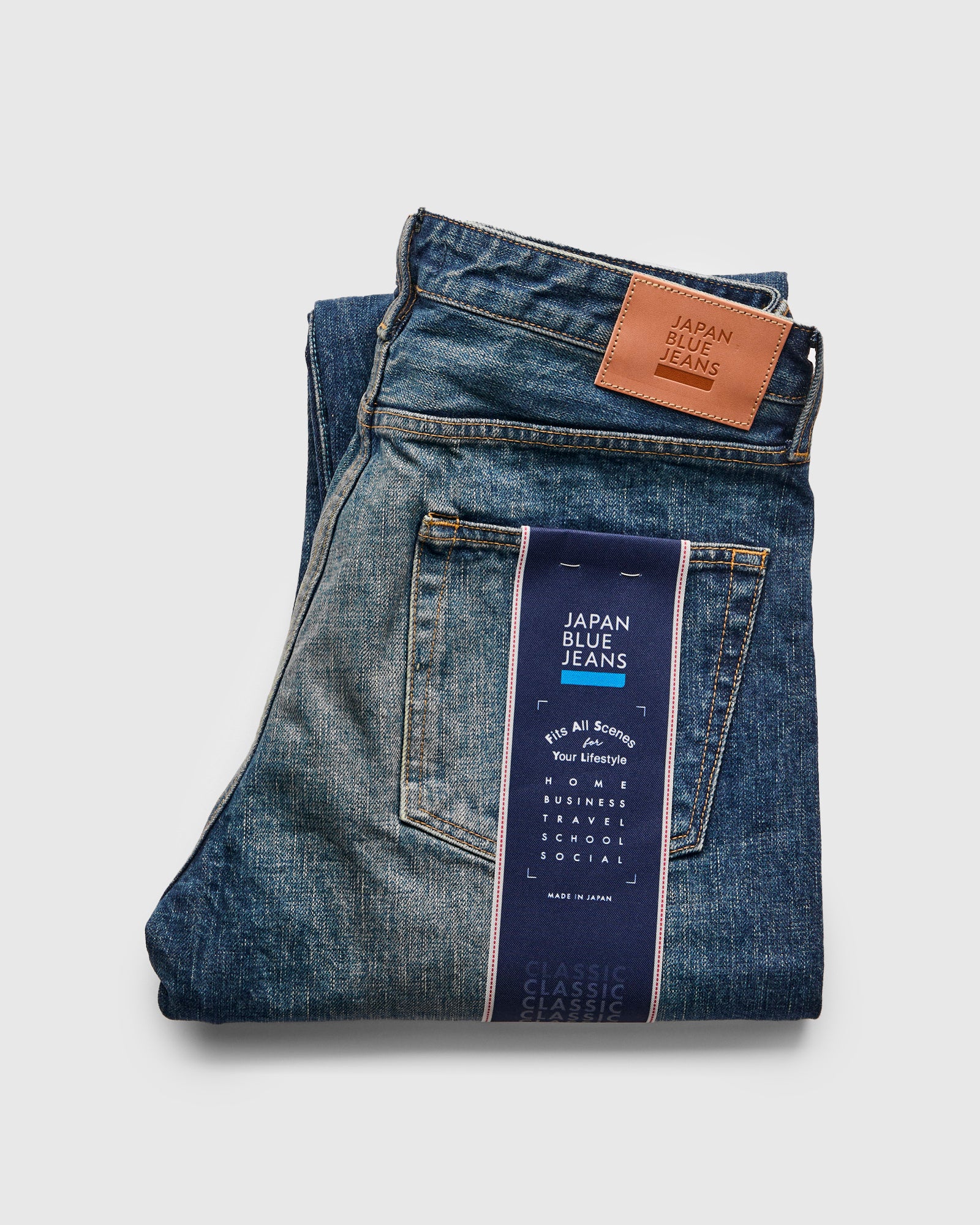 J401-D01 "US Cotton Dark Wash" 14.8oz Washed Selvedge Denim - Classic Straight Fit - Image 2