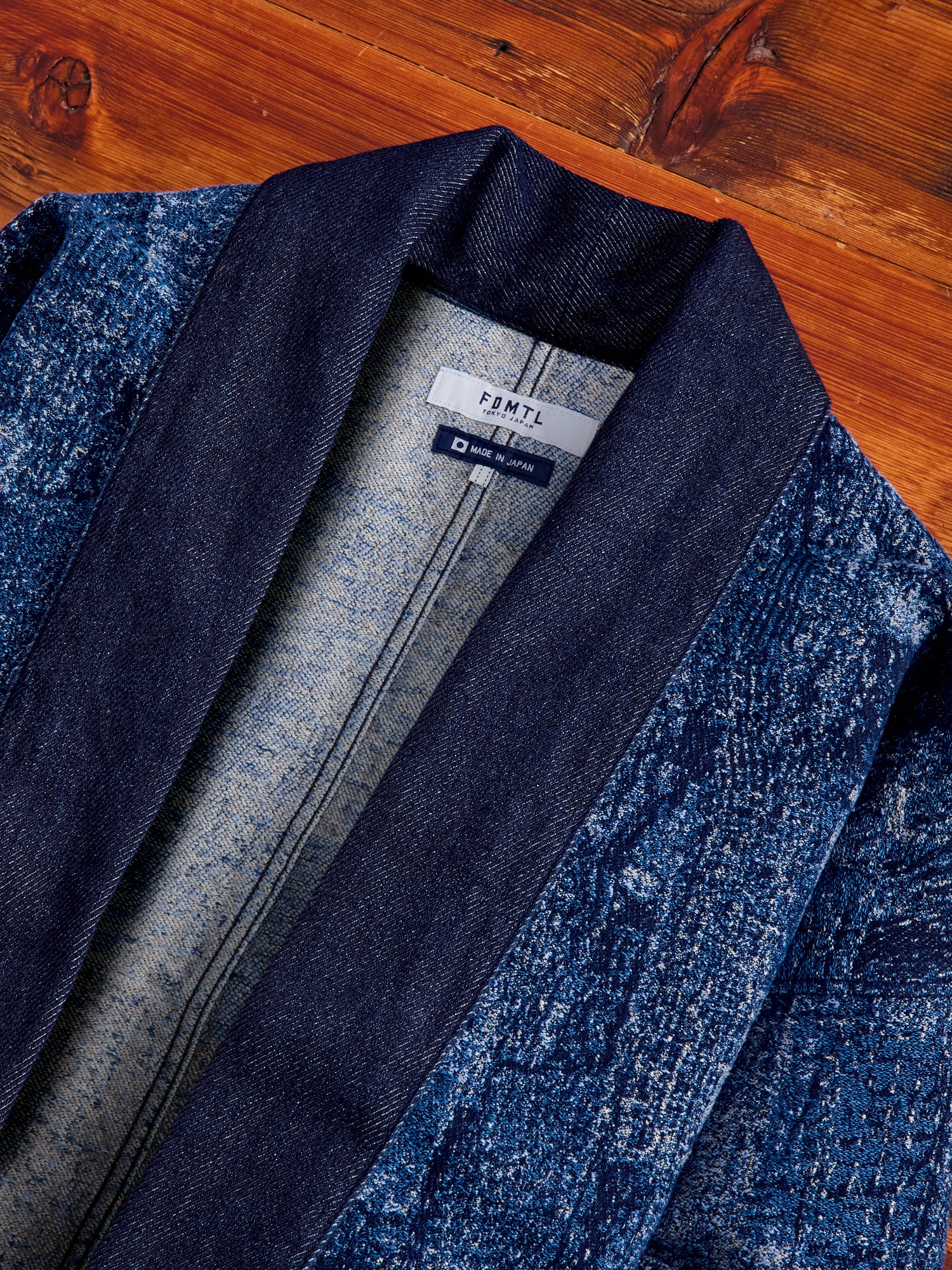 Jacquard Boro Haori Jacket in Indigo Rinse - Image 4