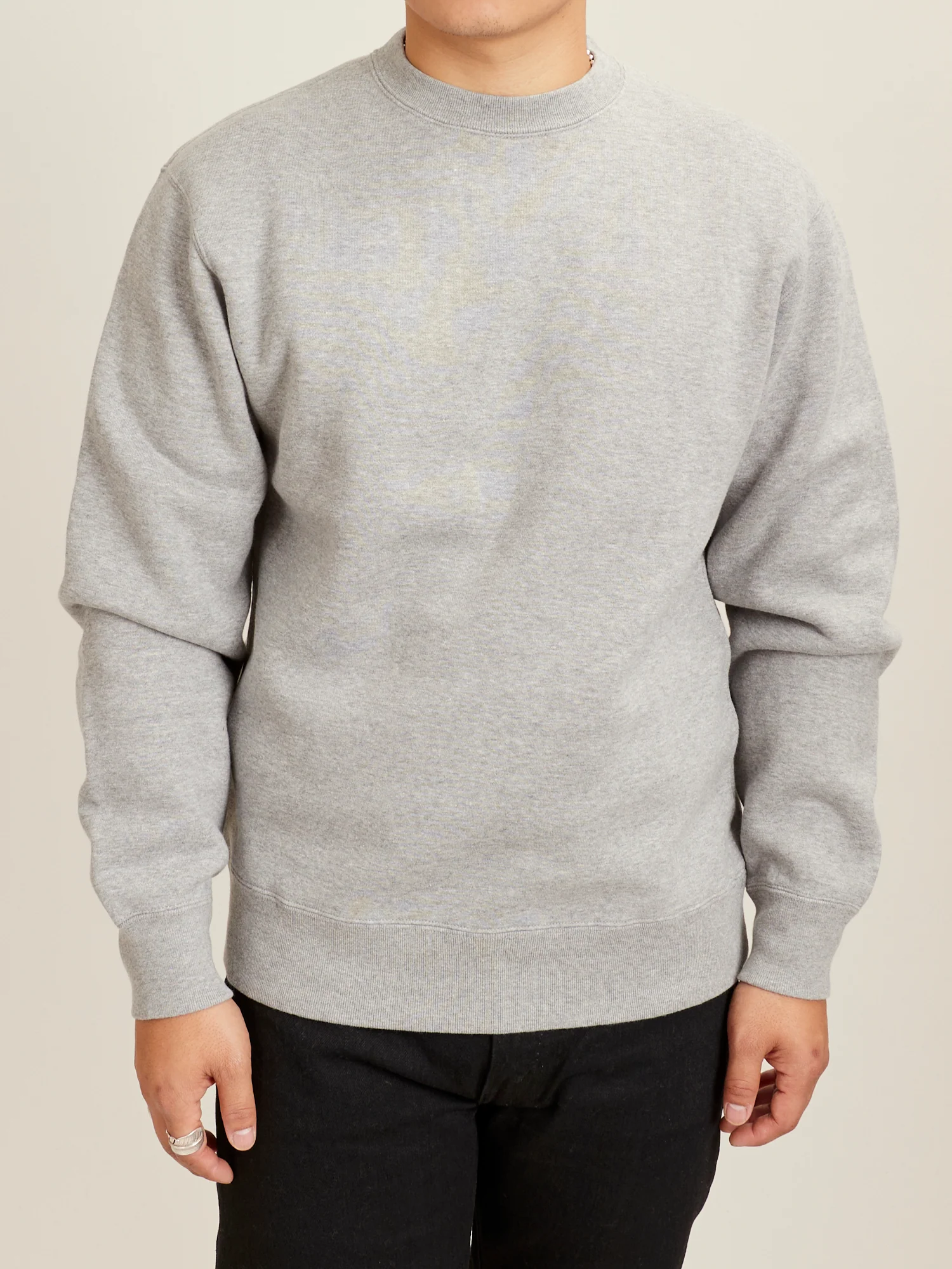 Japan-Made Fleece Crewneck in Heather Grey - Image 2