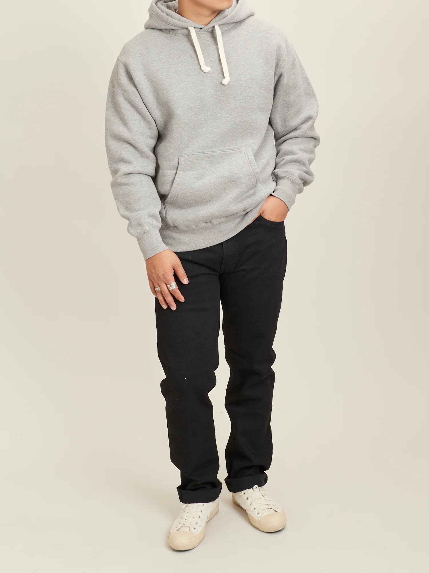 Japan-Made Fleece Hoodie in Heather Grey - Image 9