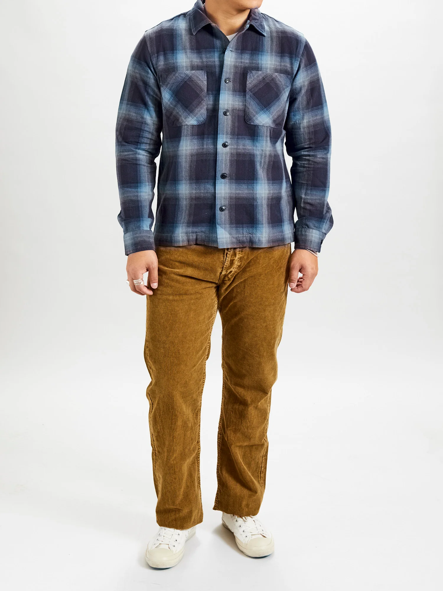Jaspé Twill Camp Workshirt in Black/Blue - Image 11