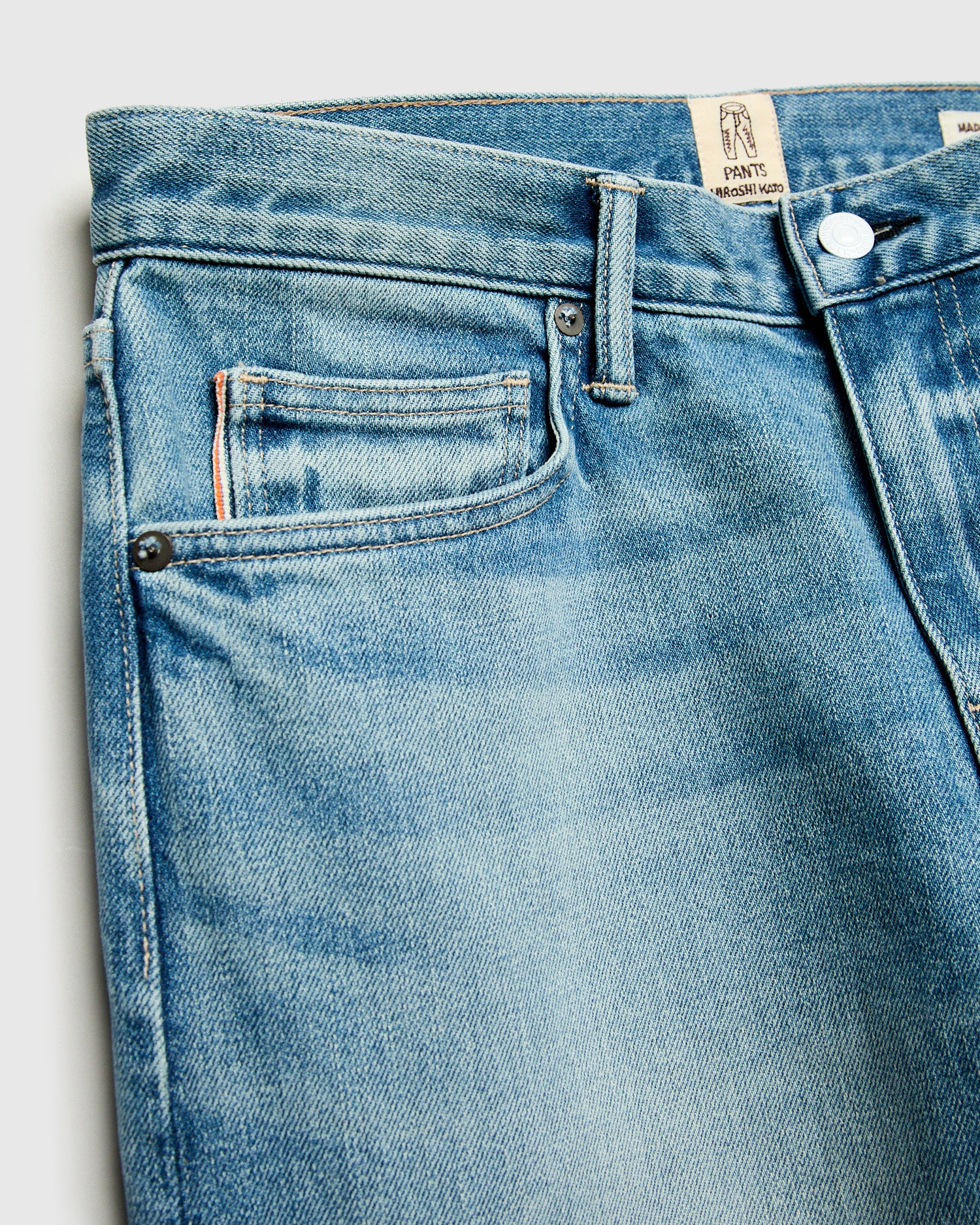 "Julian" 14oz Washed Indigo Stretch Selvedge Denim - Hammer Straight - Image 7