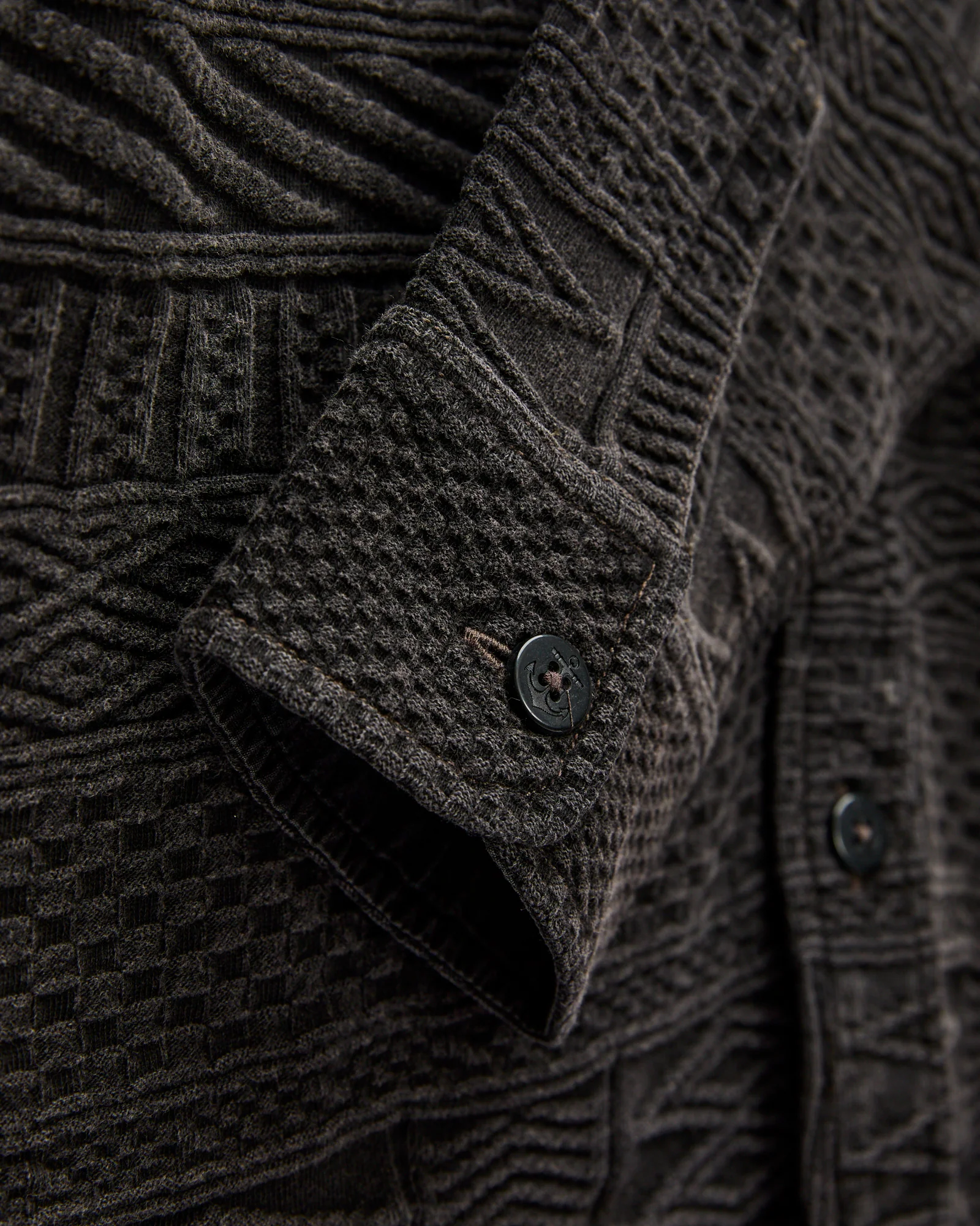 Julius Jacquard Workshirt in Black Indigo - Image 5