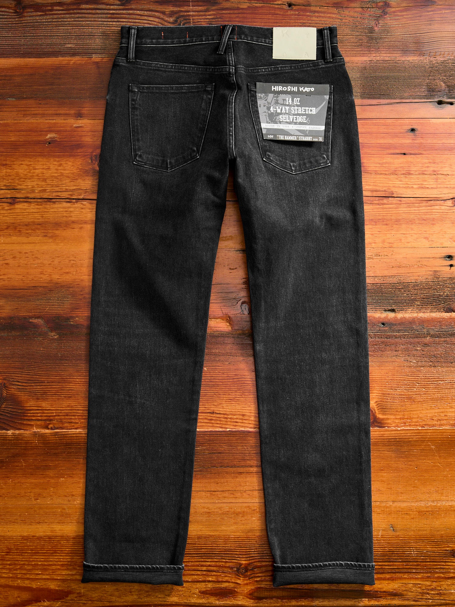 "Krist" 14oz Washed Black Stretch Selvedge Denim - Hammer Straight - Image 3