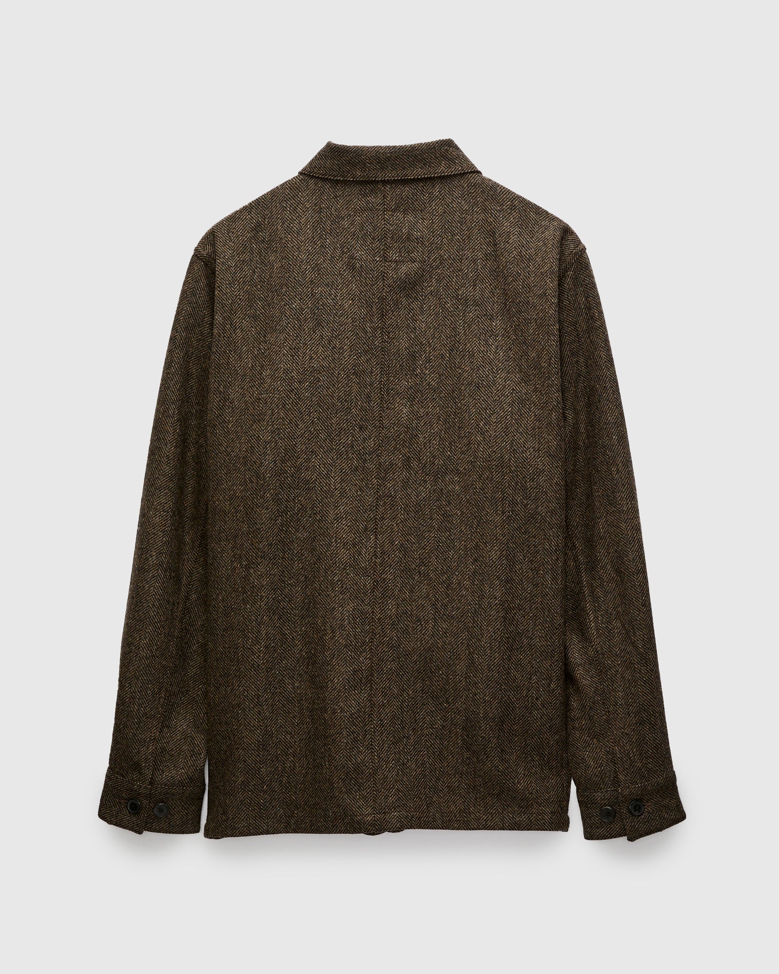 Labura Herringbone Wool Chore Coat in Brown - Image 2