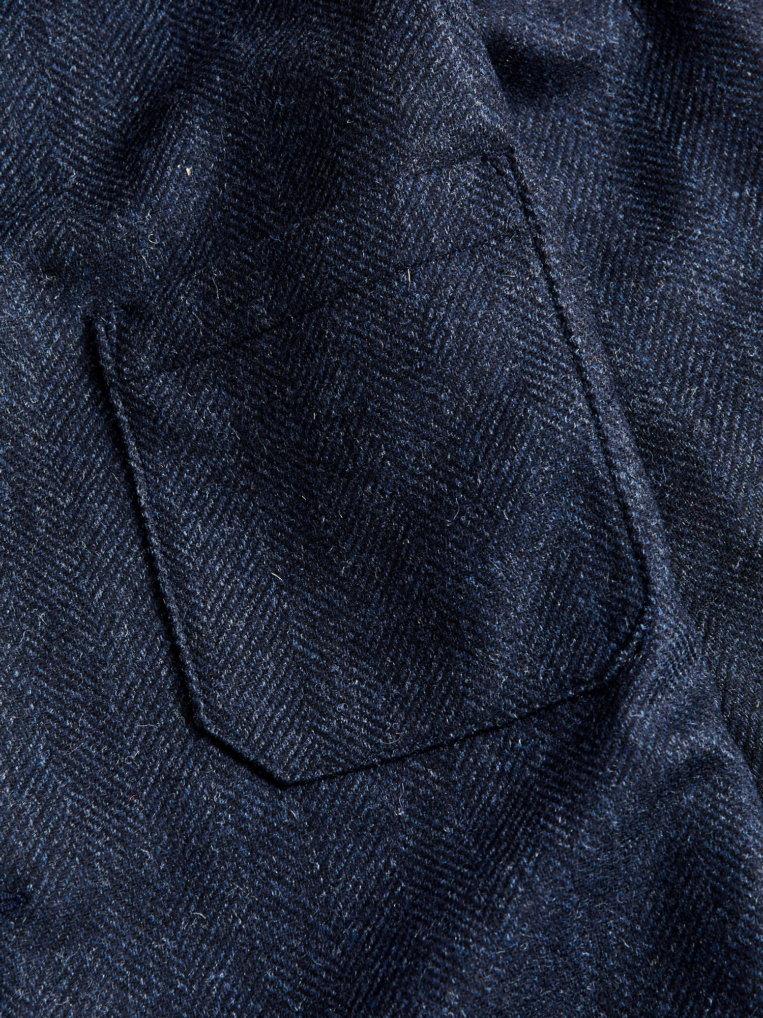 Labura Herringbone Wool Chore Coat in Navy - Image 4