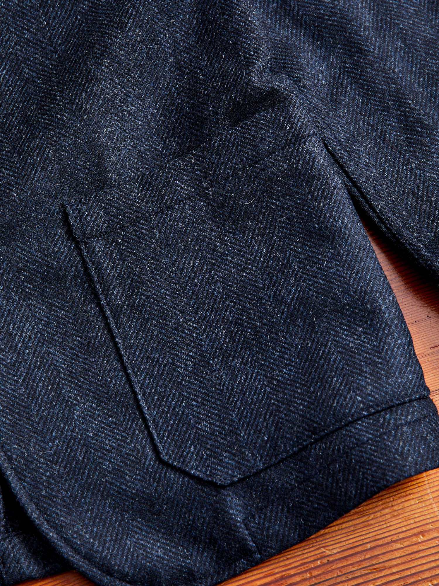 Labura Herringbone Wool Chore Coat in Navy - Image 5