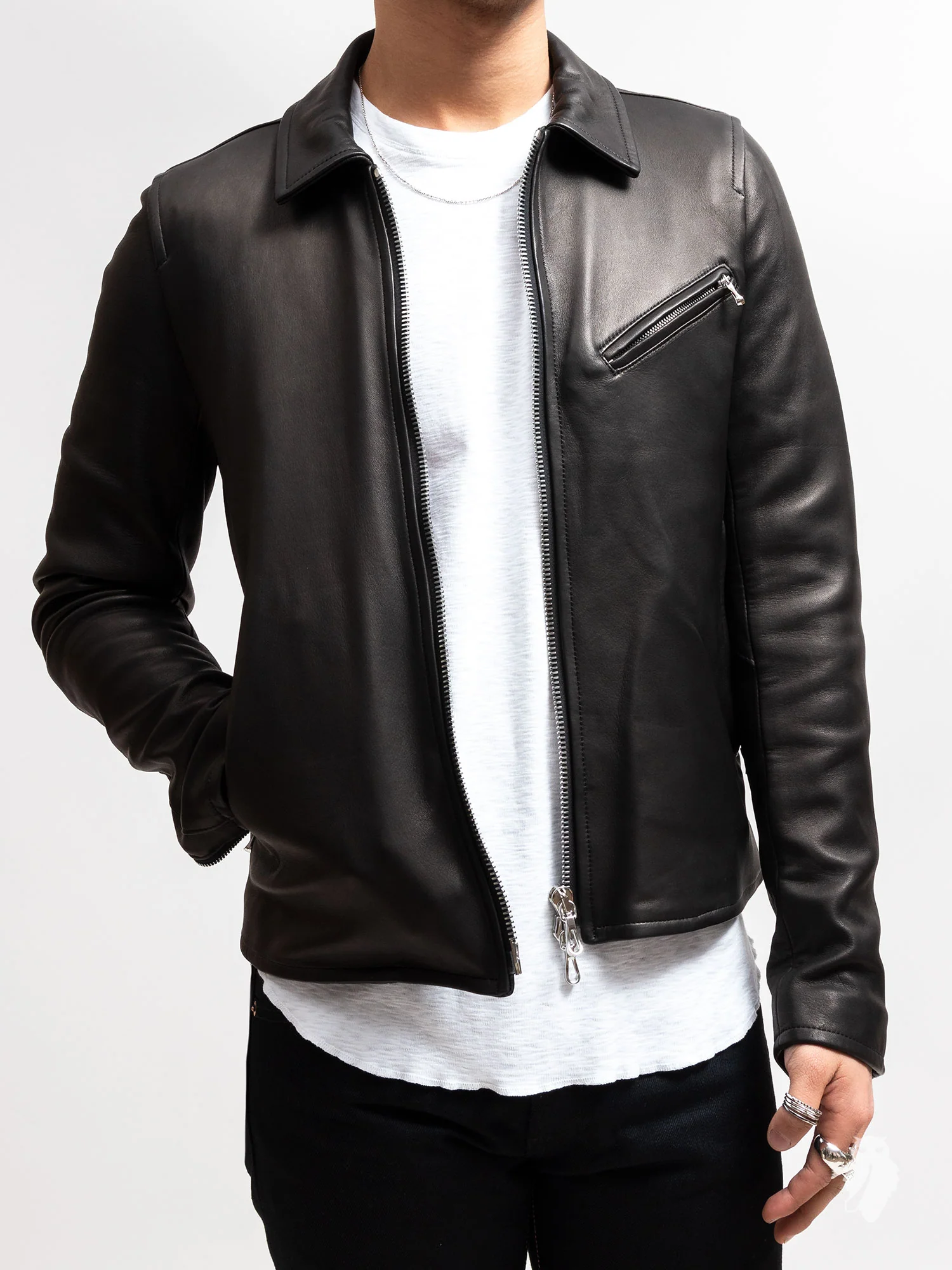 Lamb Leather Rider's Jacket in Black - Image 2