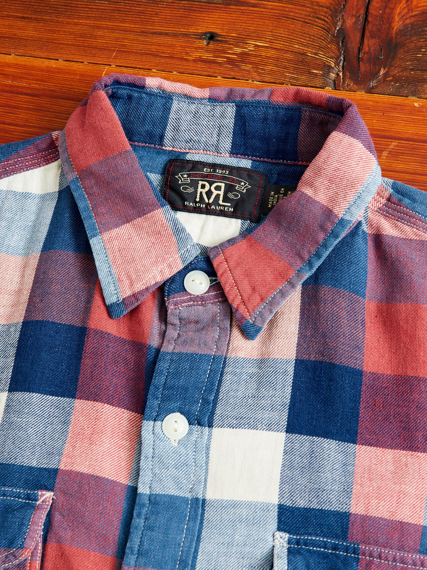Lee Cotton-Linen Workshirt in Red/Indigo Plaid - Image 3