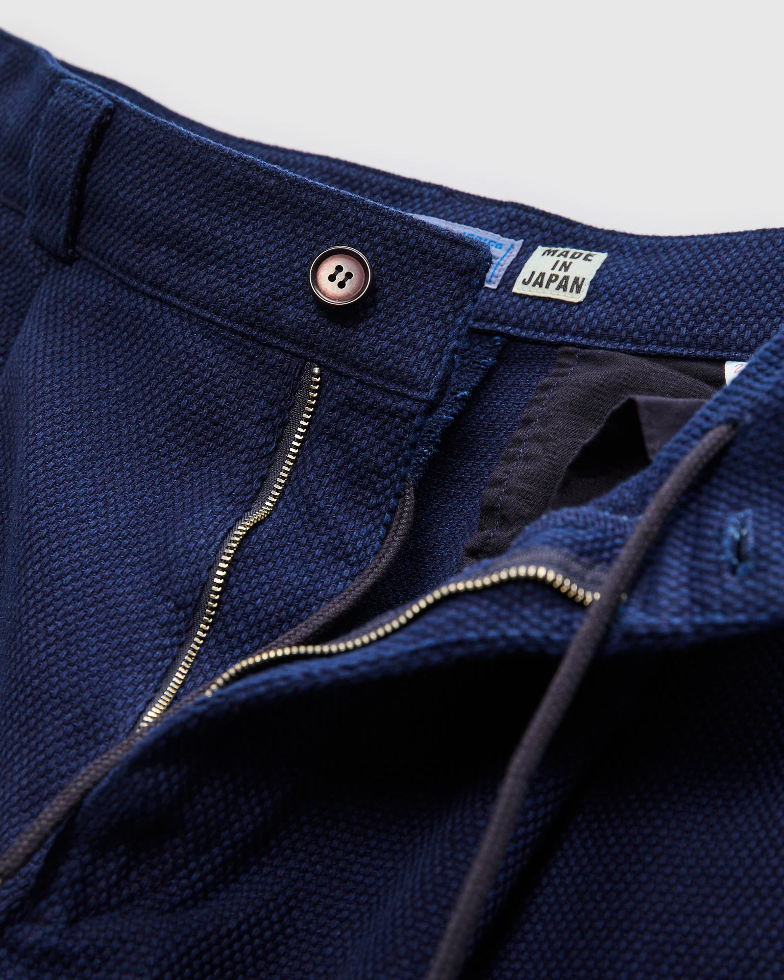 Light Sashiko Wide Tucked Trousers in Pure Indigo - Image 6