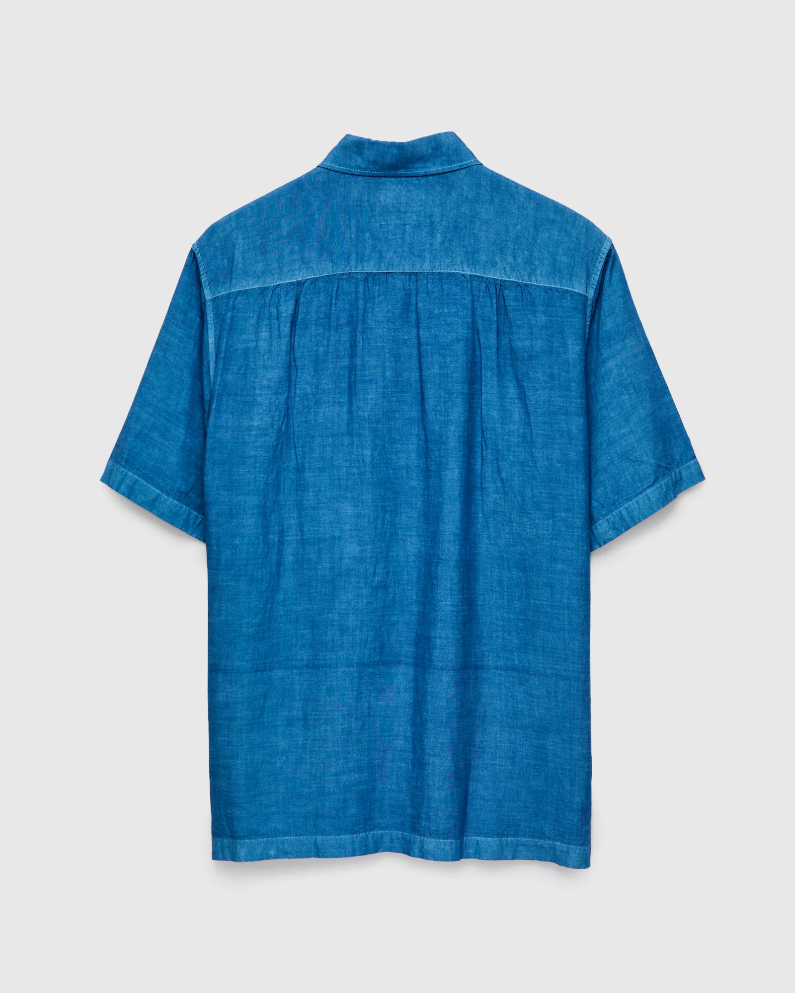 Linen Broad Cloth Short Sleeve Shirt in Pure Light Indigo - Image 2