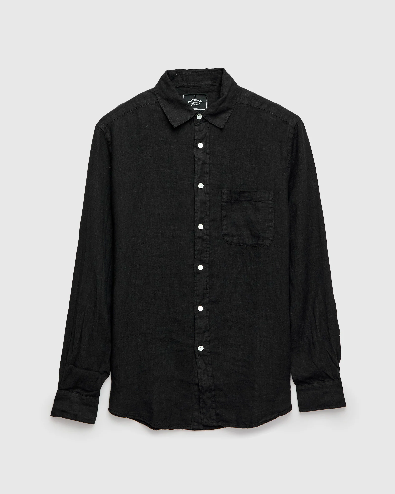 Linen Button-Up Shirt in Black