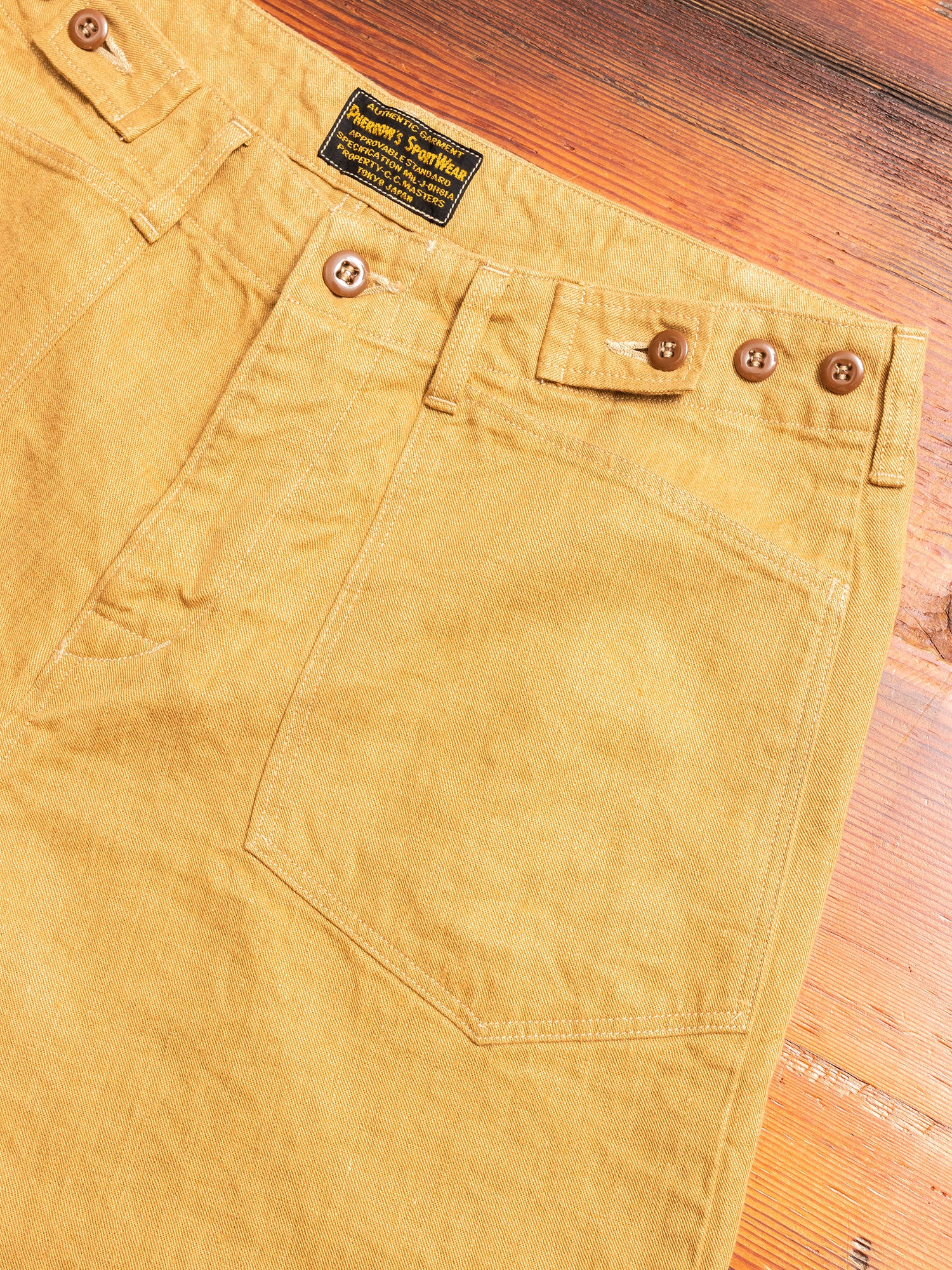 Linen Denim Shorts in Mustard - Image 2