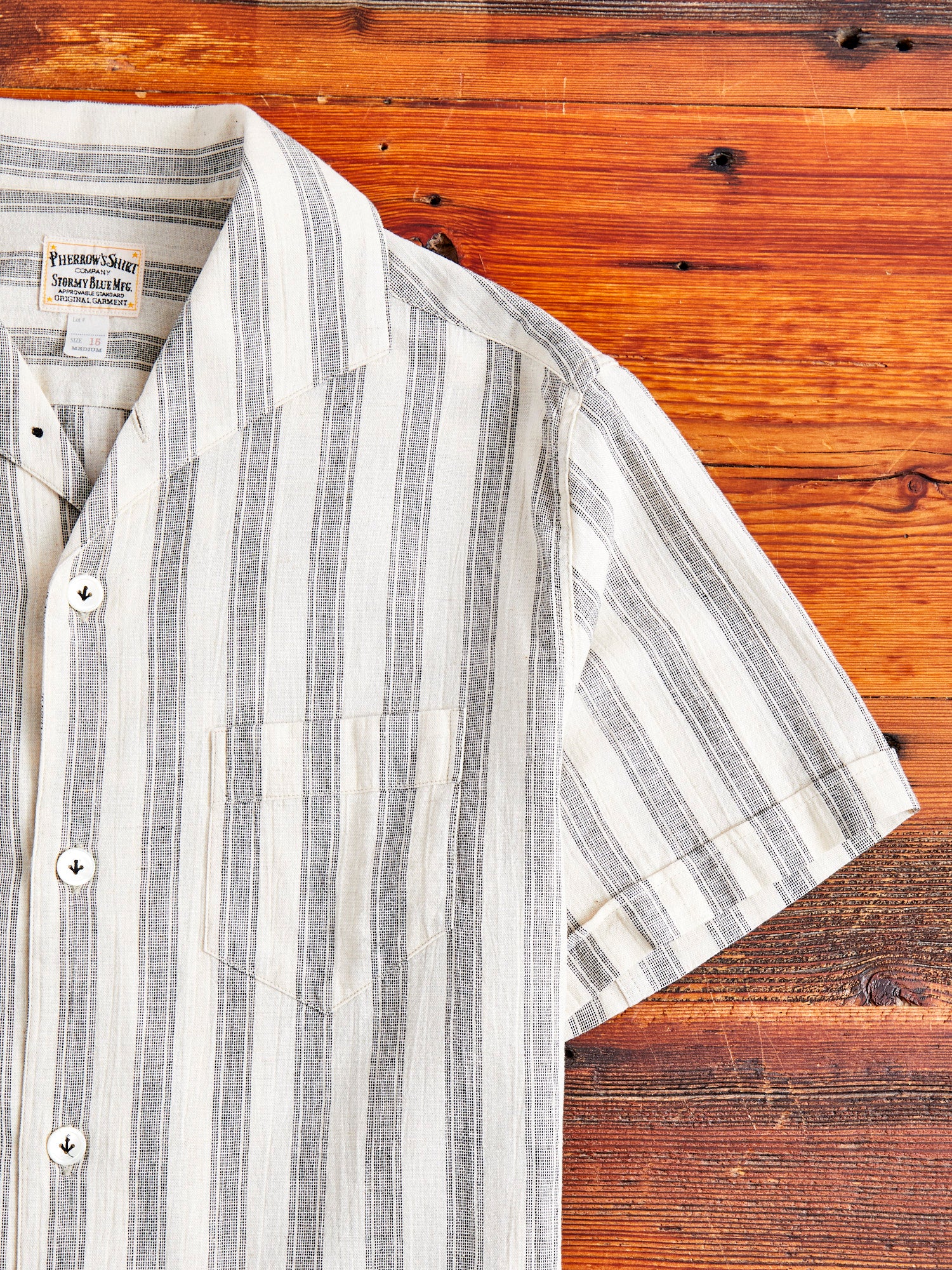 Linen Italian Collar Shirt in White Stripe - Image 5