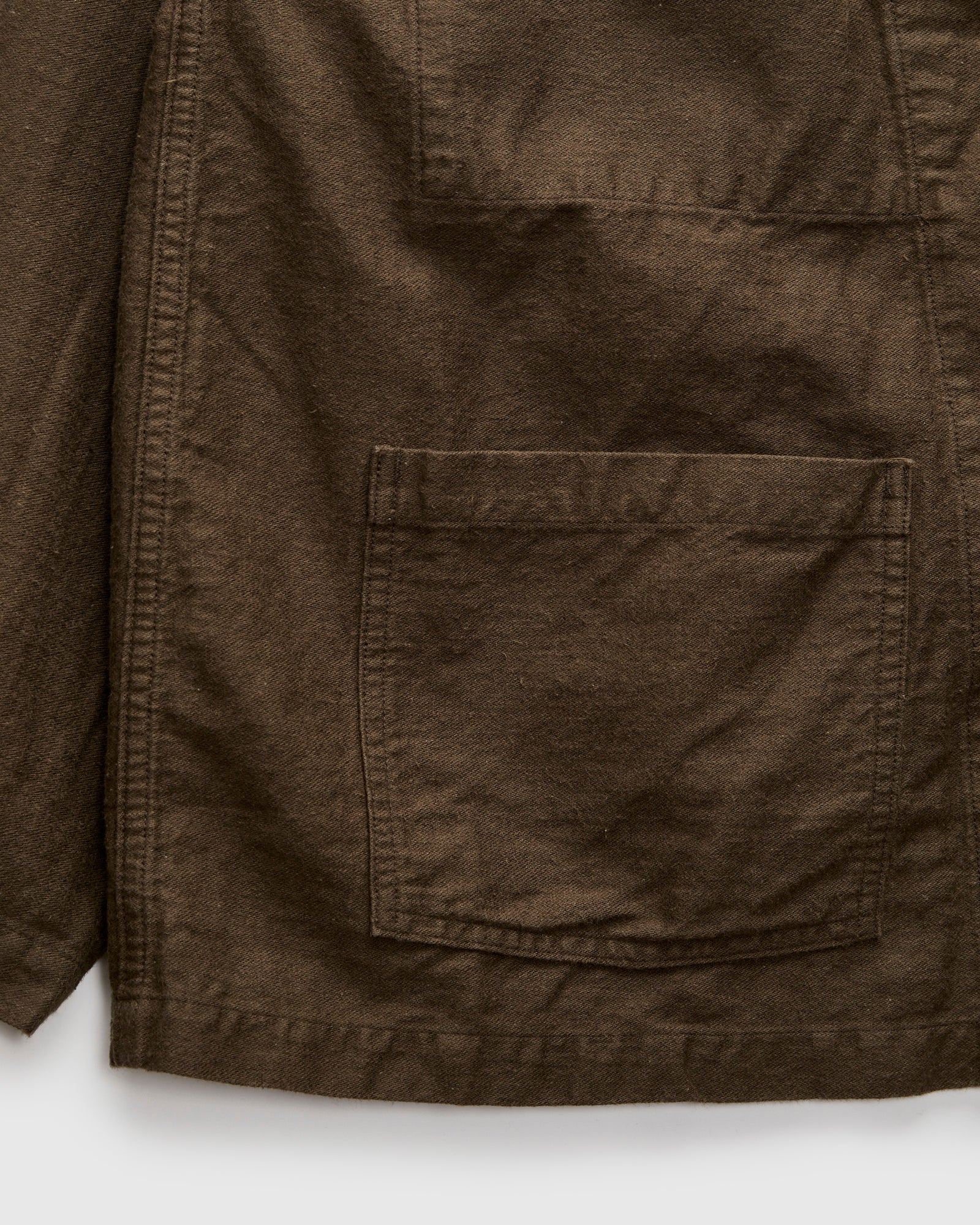 Linen Moleskin Simple Work Jacket in Coffee Brown - Image 6