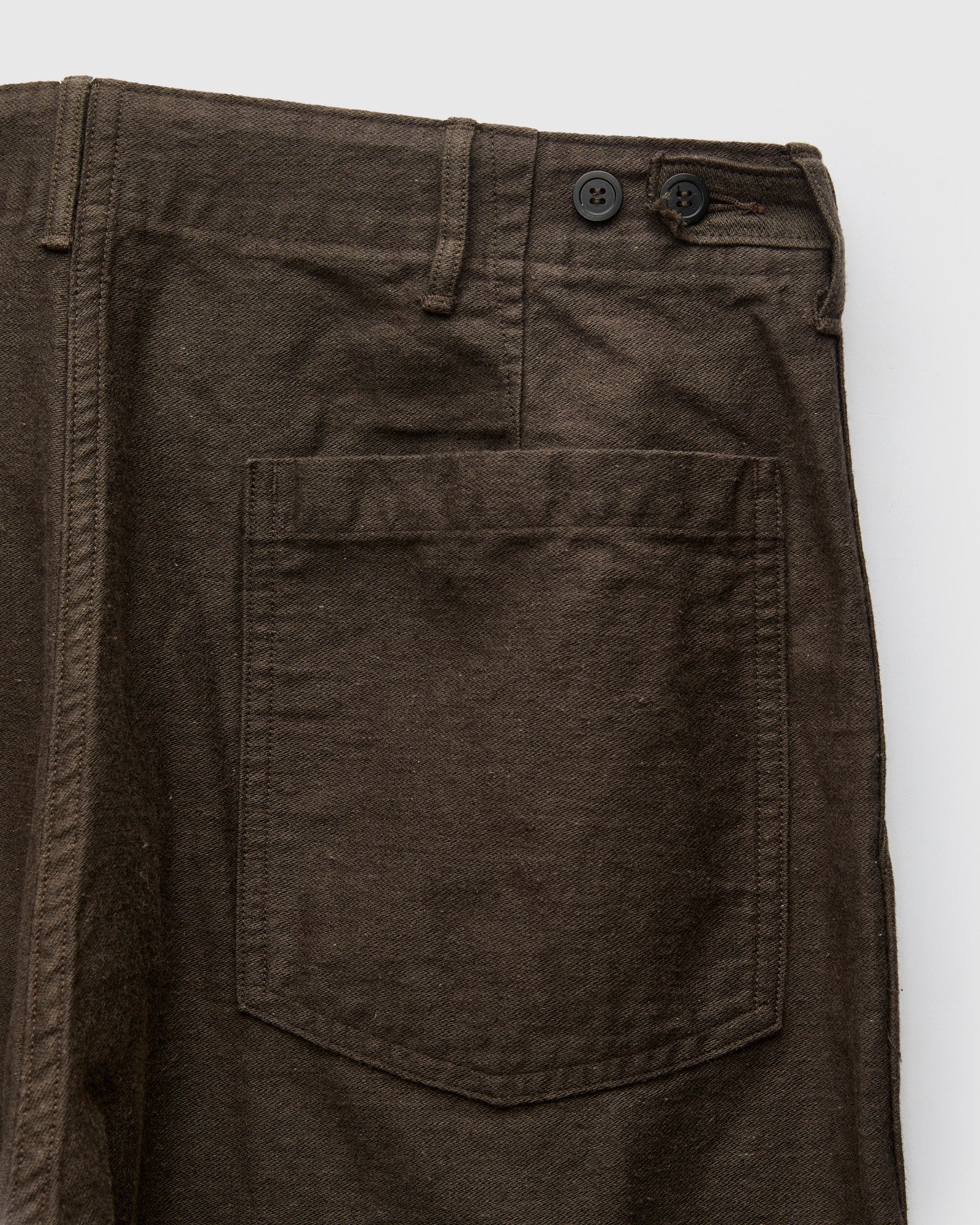 Linen Moleskin Straight Fatigue Pants in Charcoal Grey - Image 3