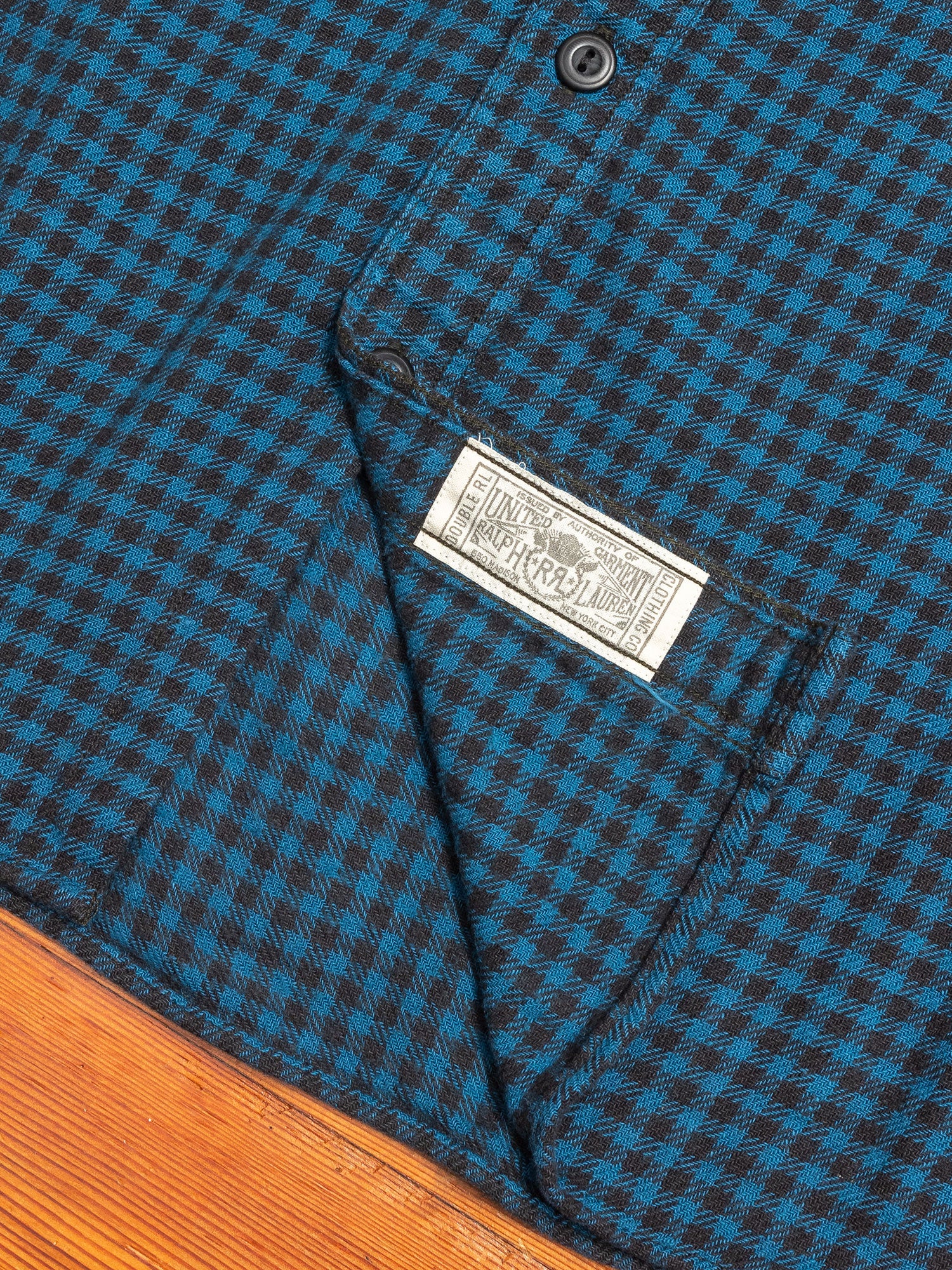 Linen Plaid Farrell Work Shirt in Blue/Sulphur Black - Image 5