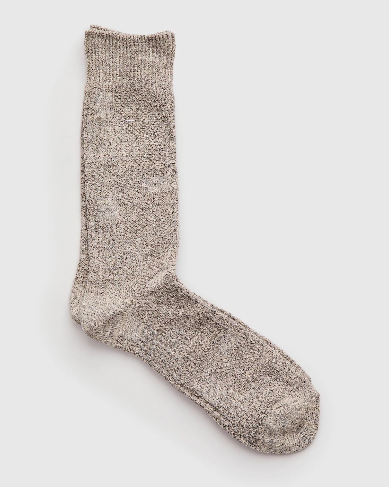 Linen Sashiko Crew Socks in Beige - Image 2