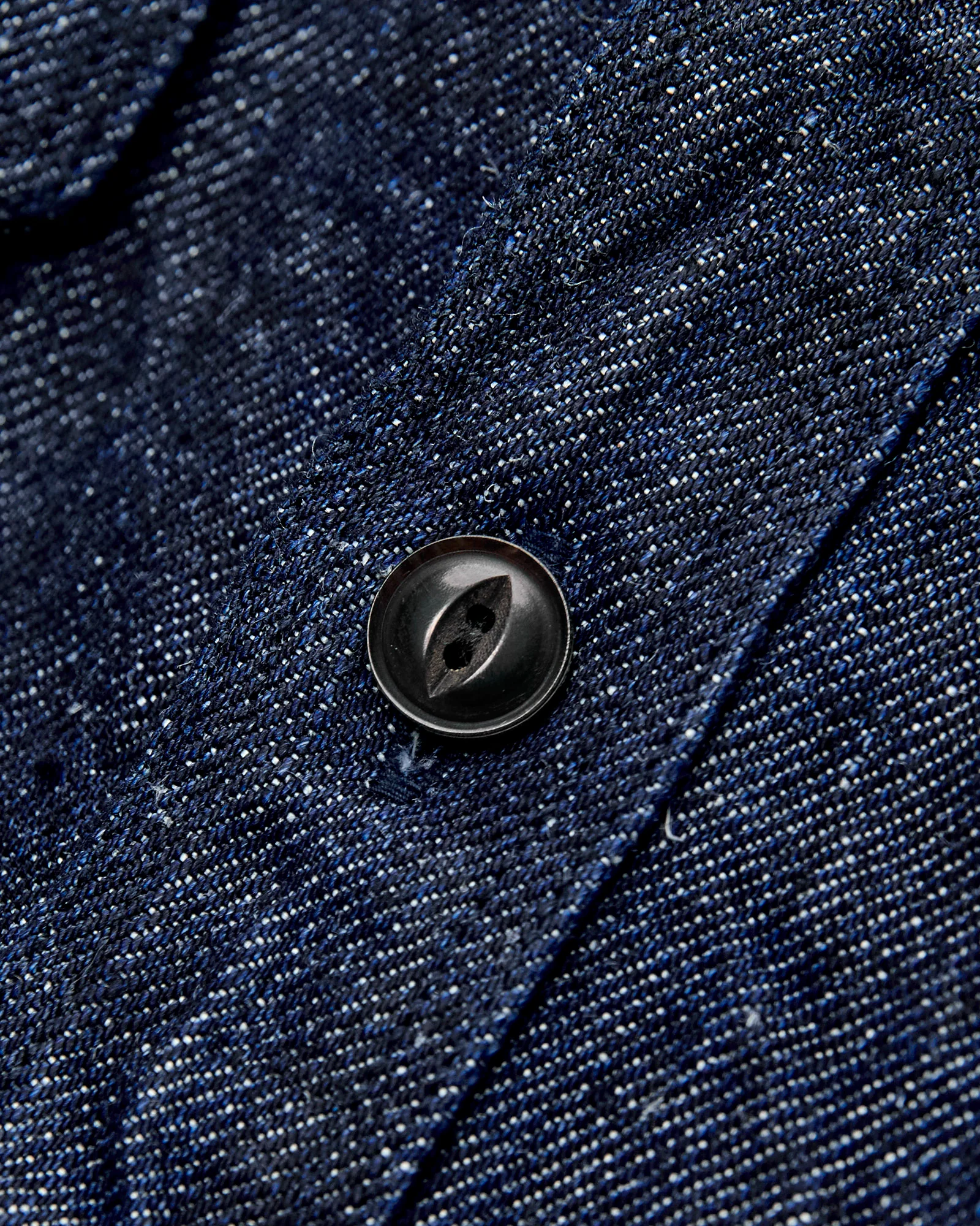 Linen Selvedge Denim Work Shirt in Indigo - Image 4