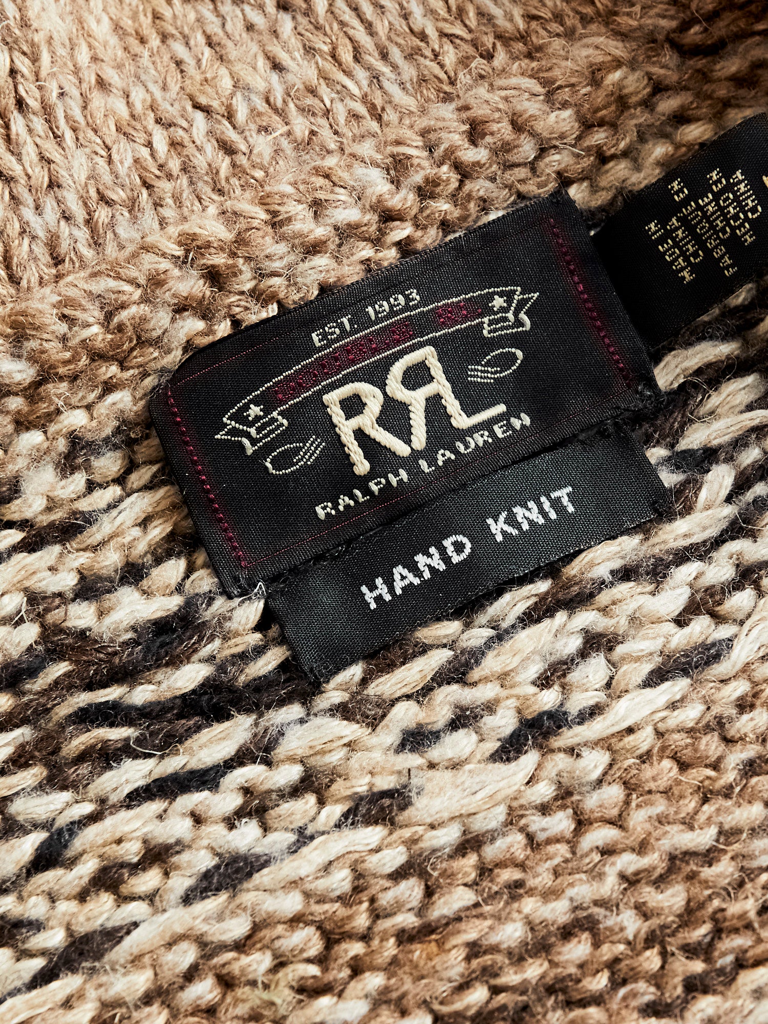 Linen-Silk Shawl Collar Cardigan in Brown Tan Multi - Image 7