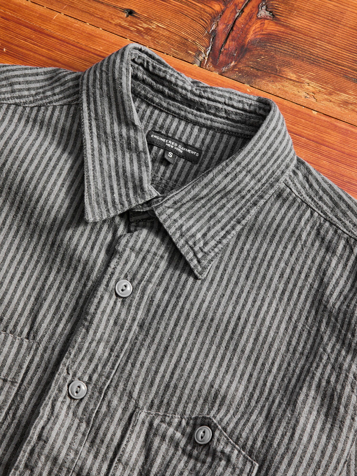 Linen Work Shirt in Charcoal Grey - Image 3