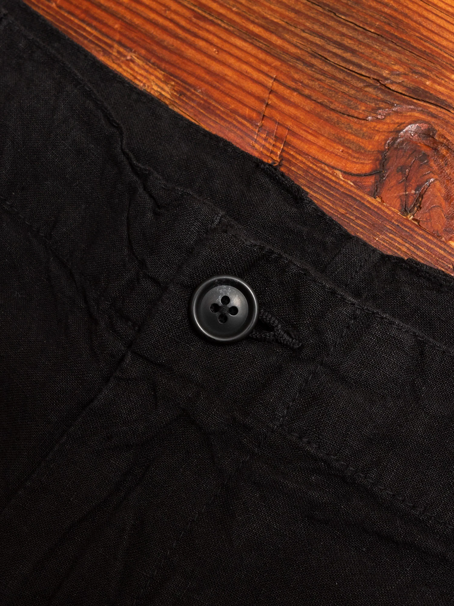 Linen Work Shorts in Black - Image 3