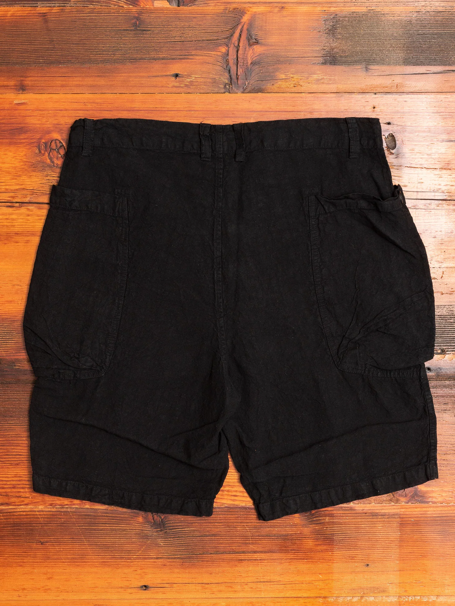 Linen Work Shorts in Black - Image 7