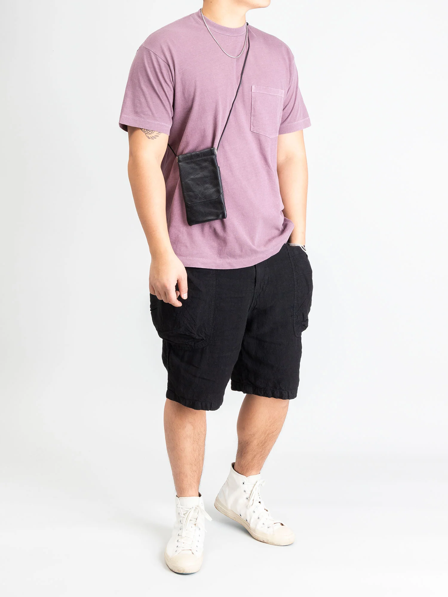 Linen Work Shorts in Black - Image 9