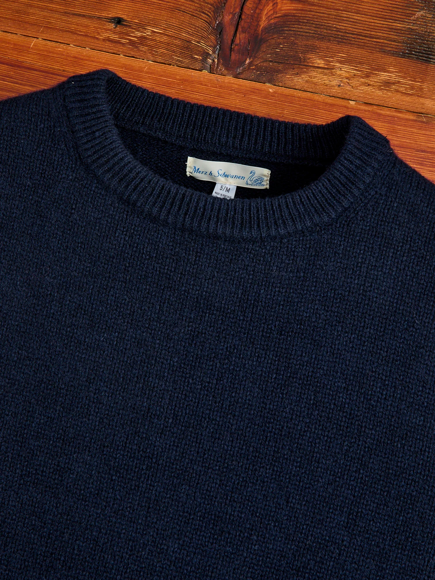 LOCC01 "Good Basics" Relaxed Fit Merino Cashmere Knit Sweater in Dark Navy - Image 4