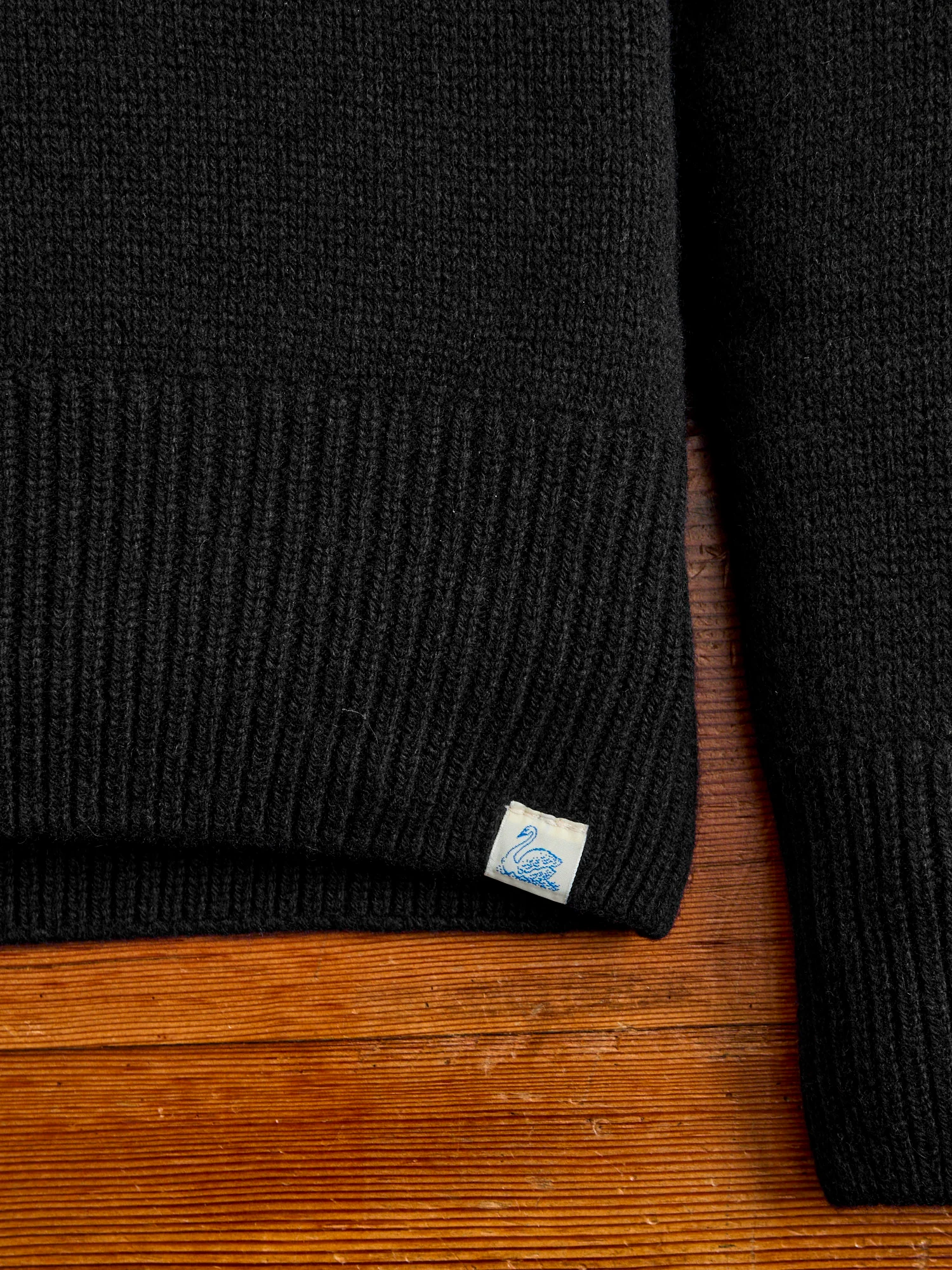 LOCC01 "Good Basics" Relaxed Fit Merino Cashmere Knit Sweater in Deep Black - Image 5