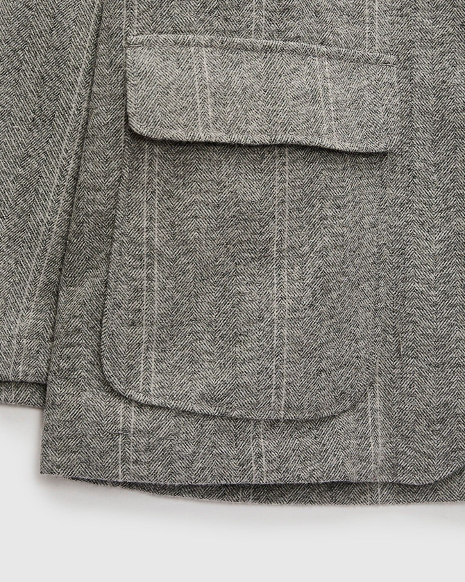 Loiter Jacket in Light Grey Wool Striped HB - Image 7