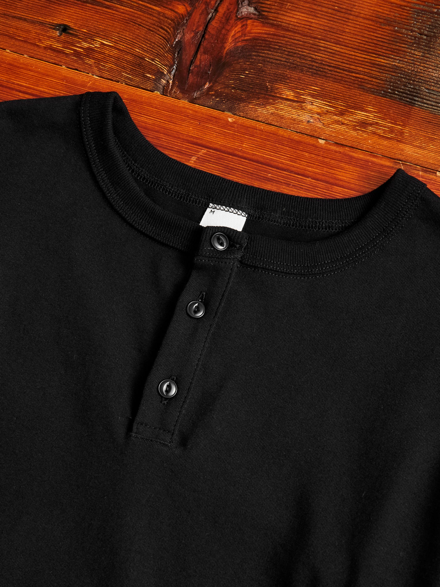 Long Sleeve Henley in Black - Image 3