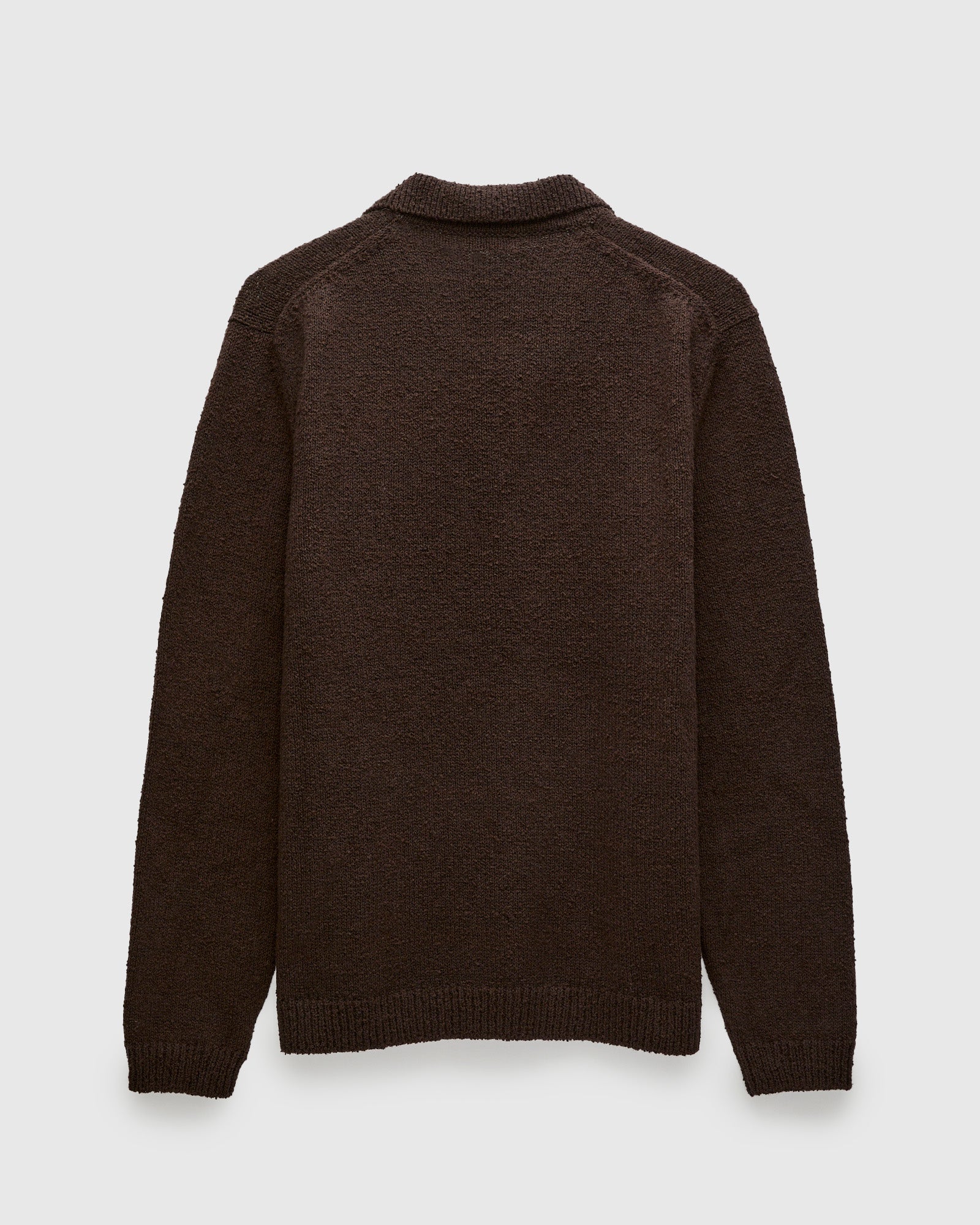 Long Sleeve Knit Polo in Bark Boucle - Image 2