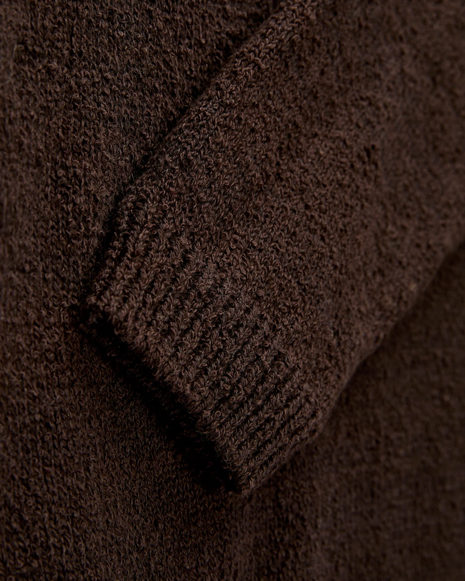 Long Sleeve Knit Polo in Bark Boucle - Image 5