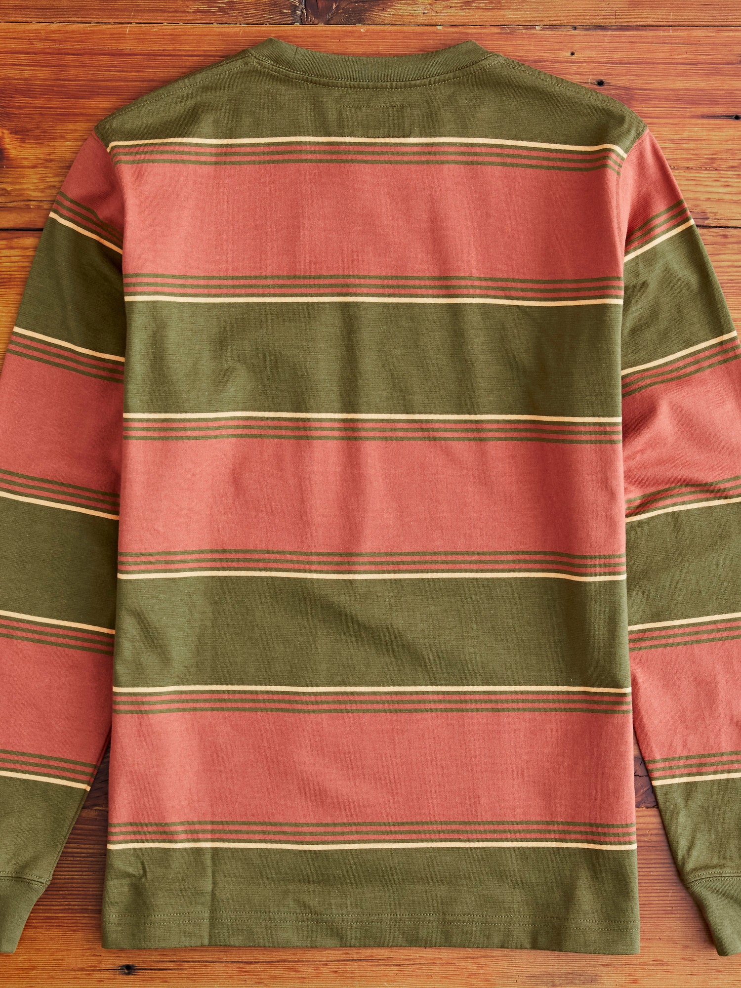 Long Sleeve Stripe Pocket T-Shirt in Olive - Image 7