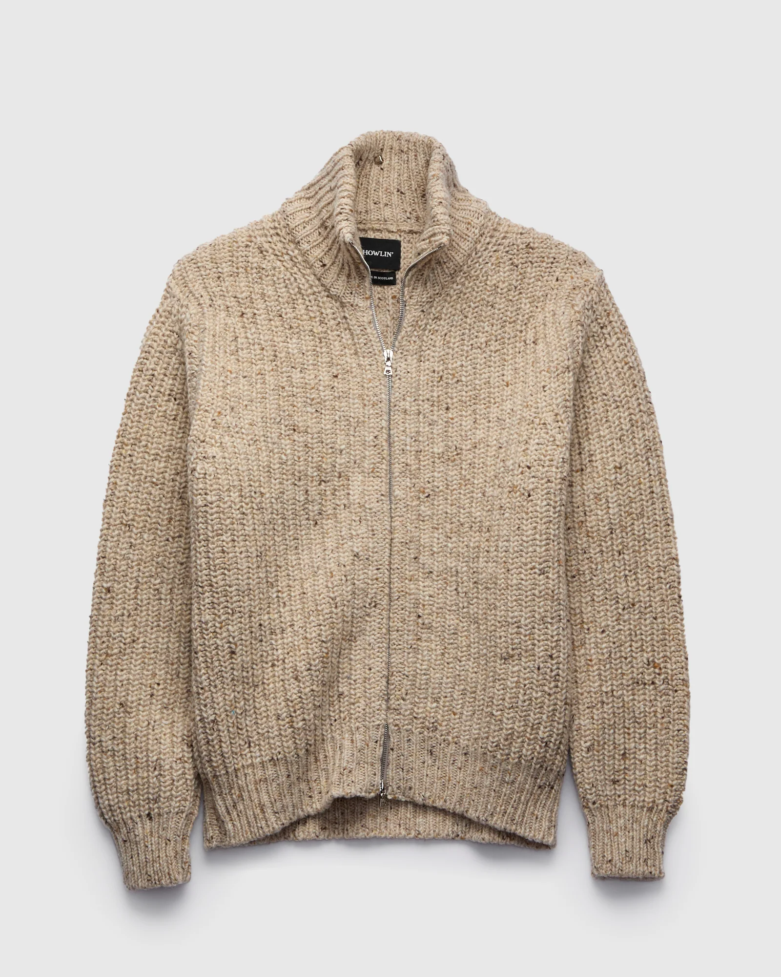 "Loose Ends" Wool Knit Cardigan in Biscuit