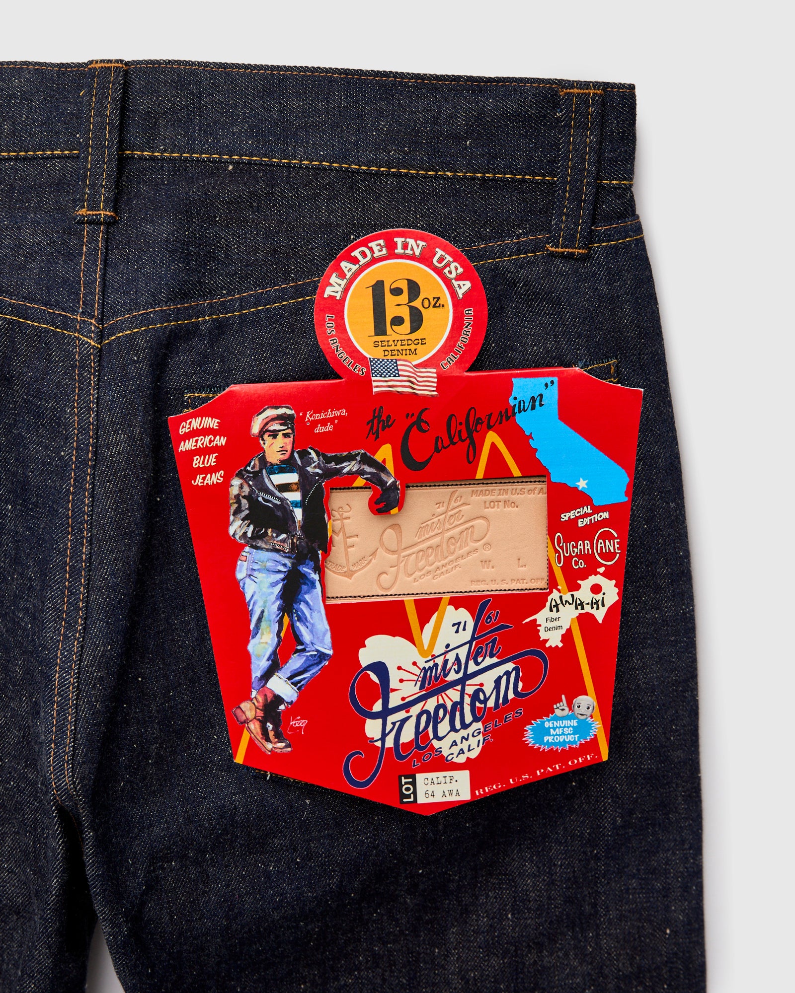 Lot 64 "Awa-Ai" 13oz Sugarcane Selvedge Denim - Classic Tapered Fit - Image 4