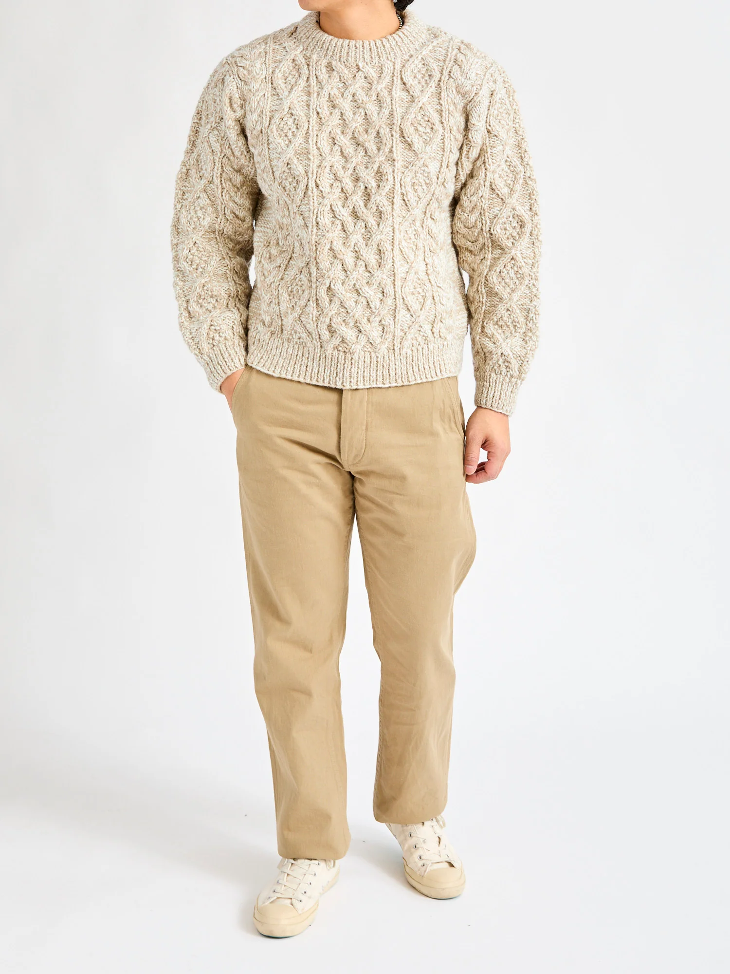 Low Gauge Cable Knit Sweater in Natural - Image 9