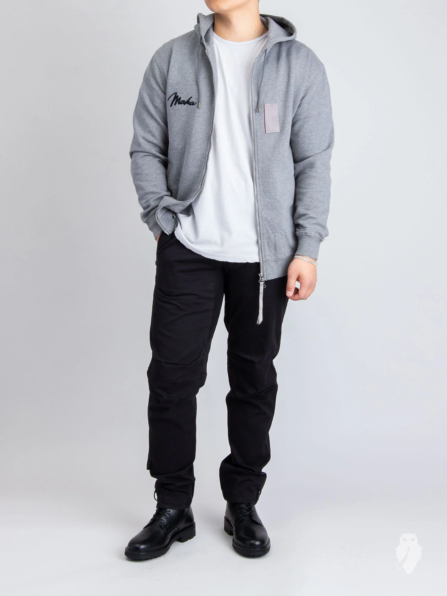 "Ghost" Zip Hoodie in Marled Grey - Image 13