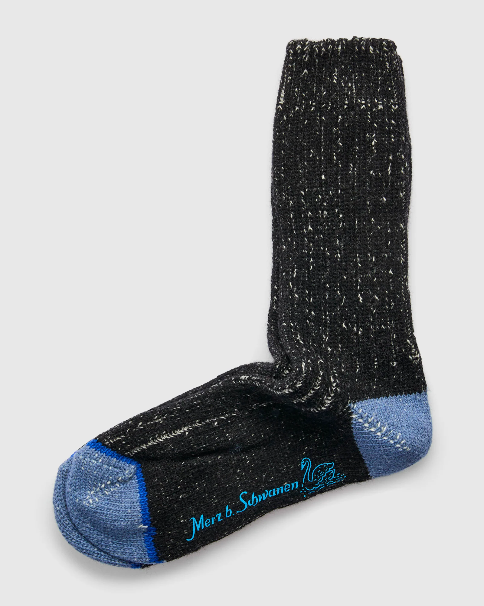 Merino Wool Melange Socks in Deep Black/Natural - Image 2